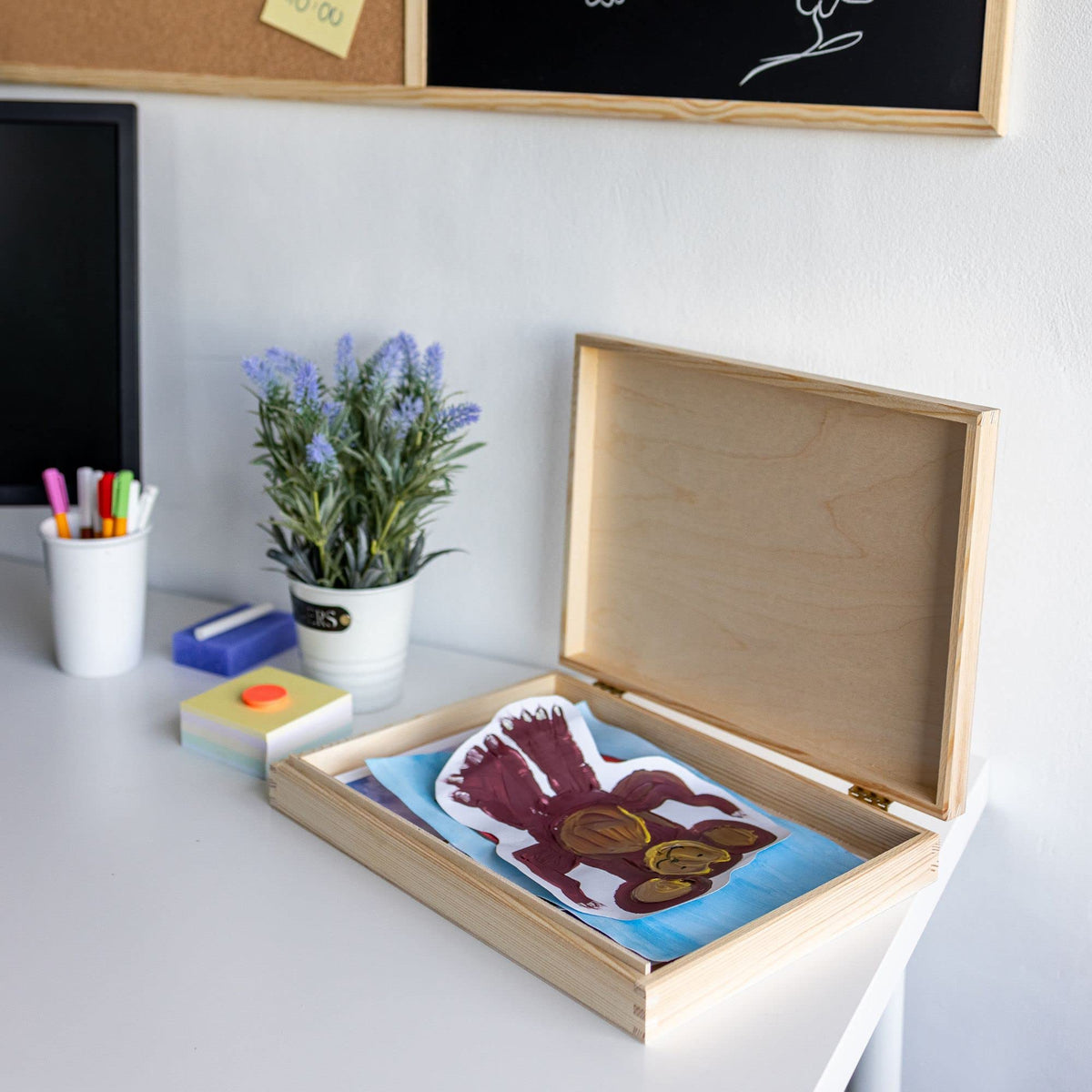 Creative Deco A4 Wooden Storage Box Unpainted Plain Flat