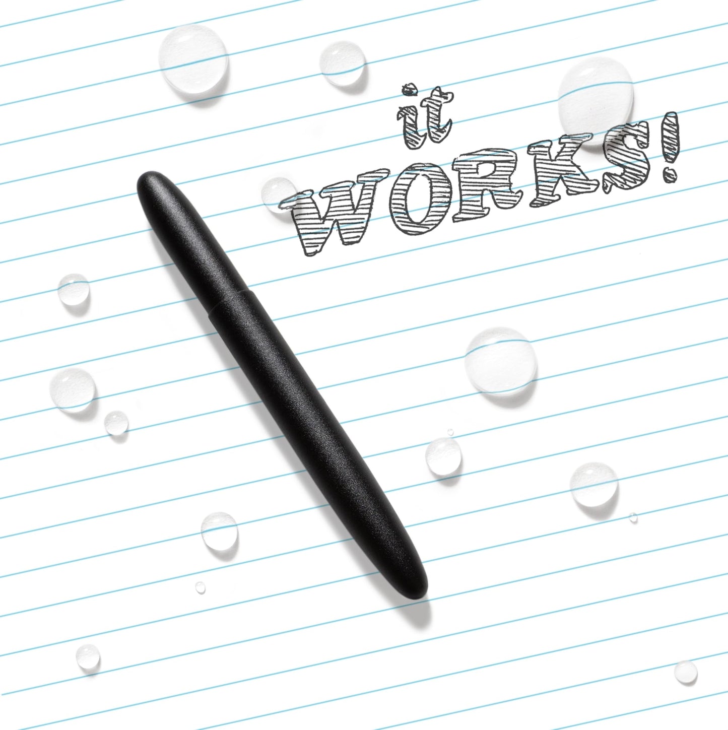 Rite In The Rain Weatherproof Black Metal Bullet Pen - Black Ink (No. 96), 5.25 x 0.375 x 0.5