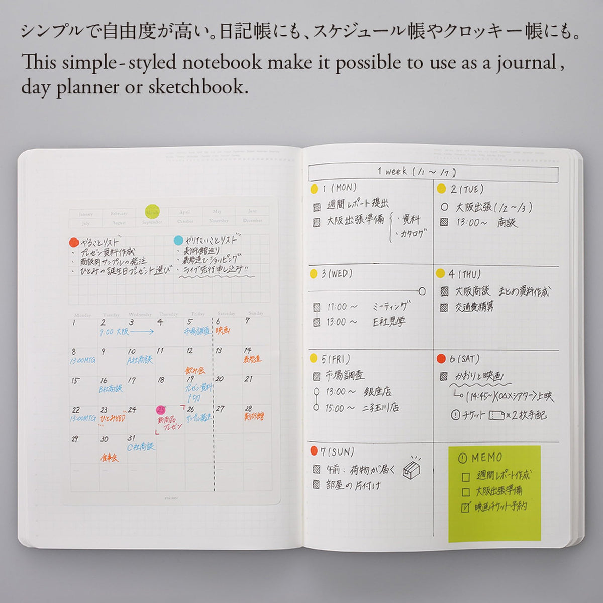 Nitoms S4103 STALOGY Notebook, A6, Squared, 365 Days Notebook, Black