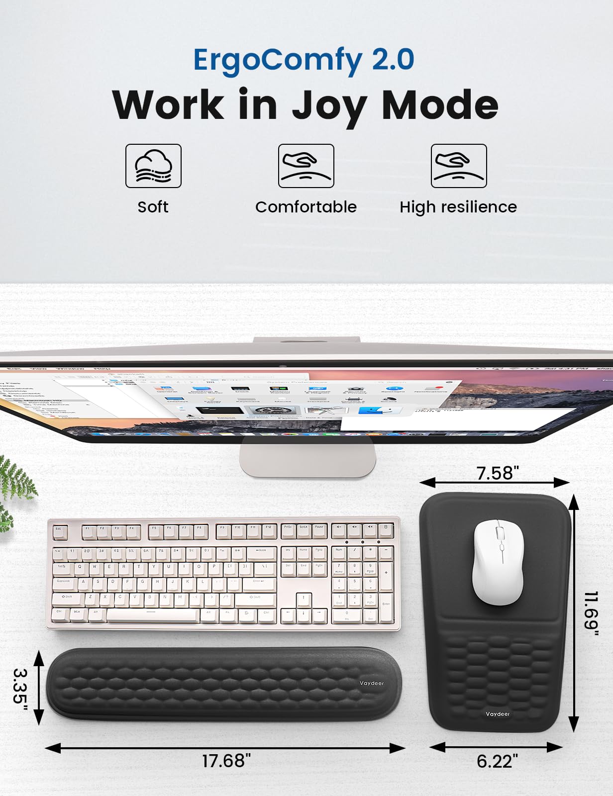 2-in-1 Keyboard & Mouse Wrist Rest Set – Ergonomic Pain-Relief Support, Memory Foam Wrist Cushion