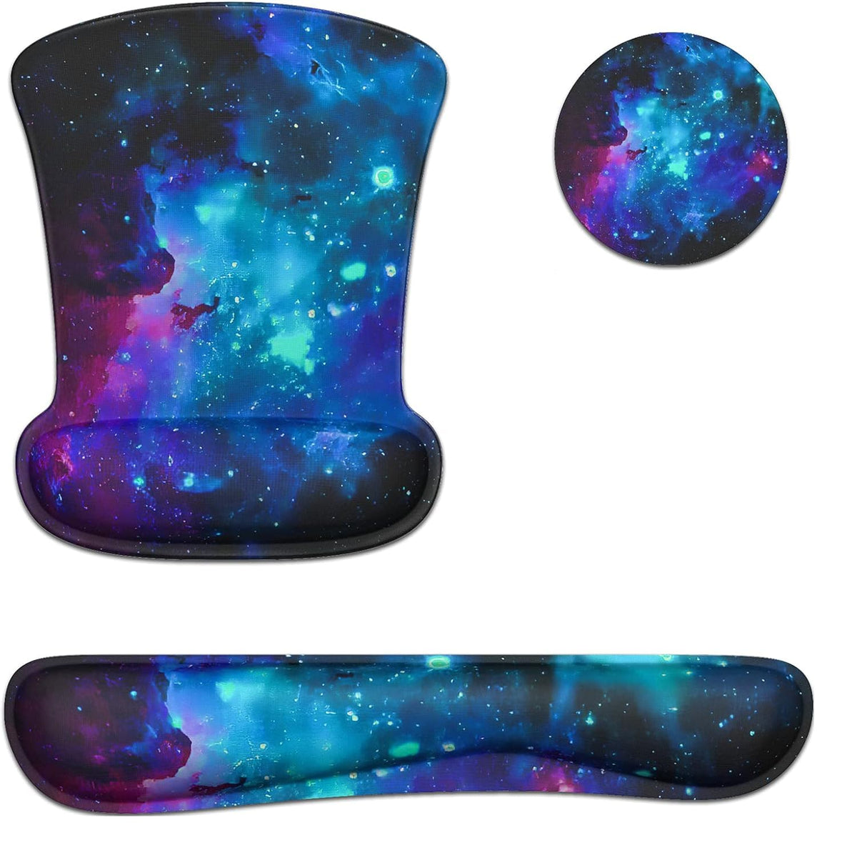 Wrist Rest Support Ergonomic Gel Mouse Pad & Memory Foam Keyboard Set Non-Slip Rubber PU Base Easy