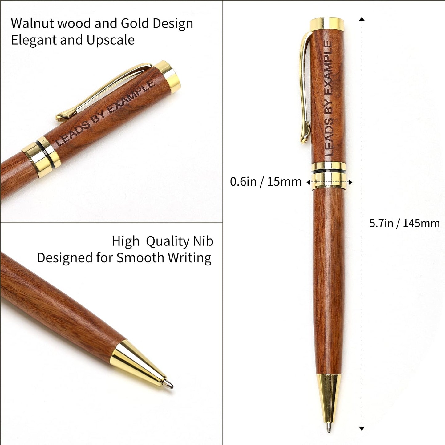 Engraved Wood Pen Set Thank You Gifts for Boss Coworkers Nurses Teacher Pen