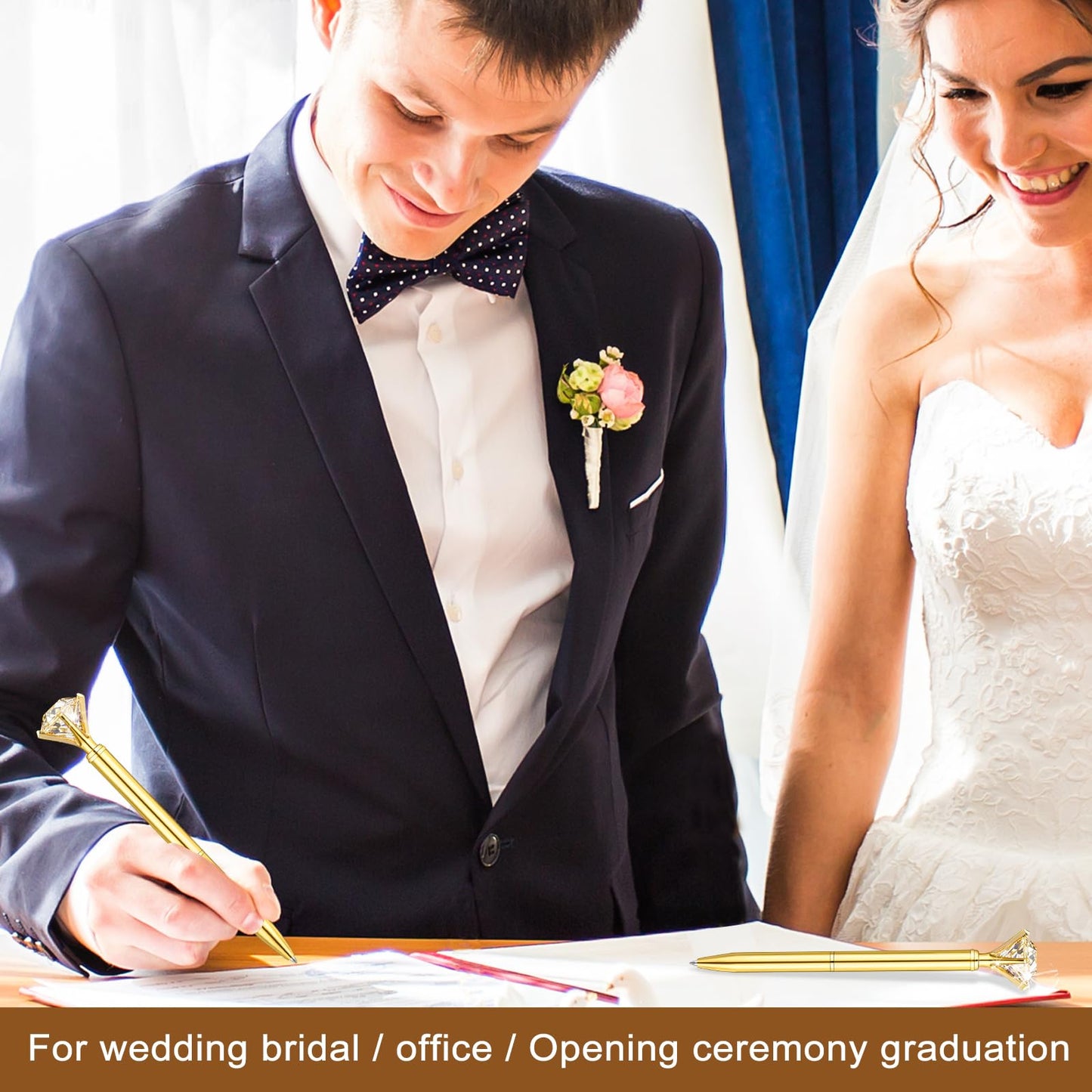 EVNEED 50 Pcs Diamond Pens with Crystal Bridal Shower Gifts Metal Bling Ballpoint Pens with Black