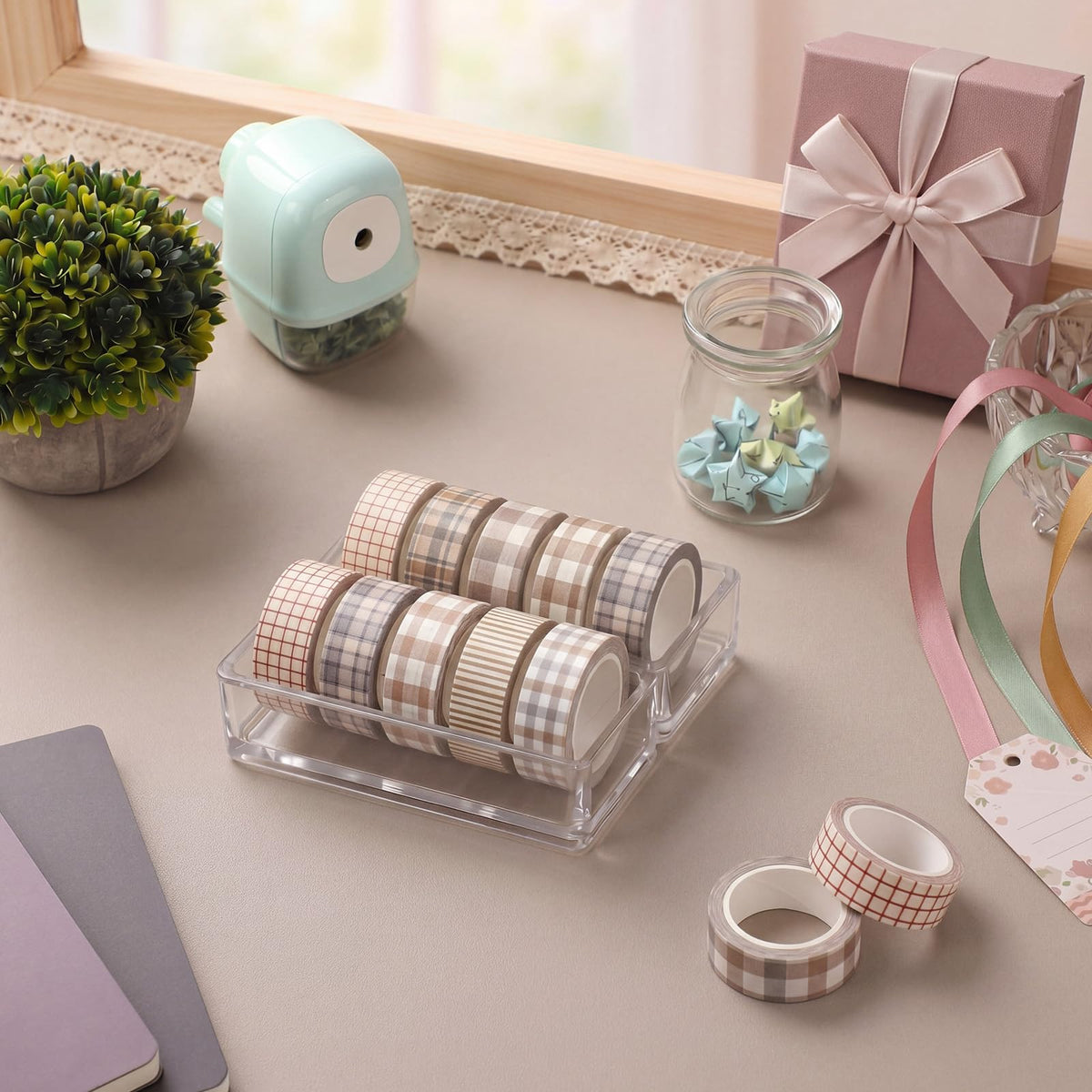 YooNotee 12 Rolls Floral Washi Tape Set,Retro,Plaid