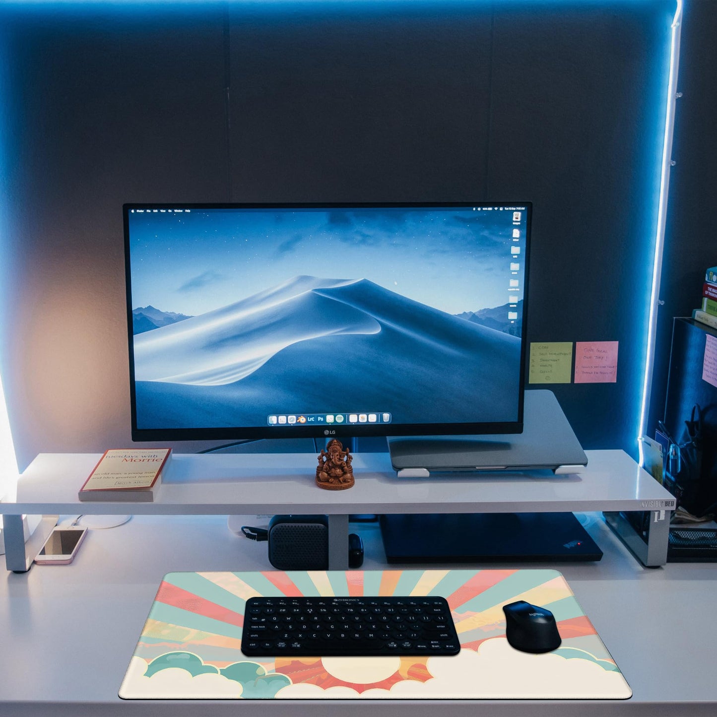 KOAIWPAE Large Gaming Mouse Pad for Desk, Boho Pastel Sun Desk Mat, Colorful Sunshine Desk Pad