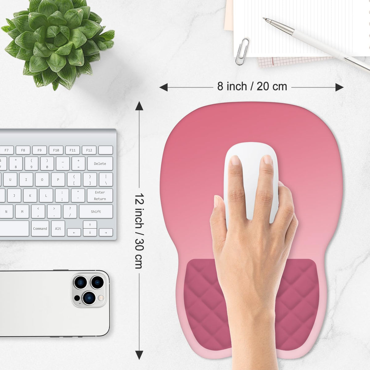 ITNRSIIET Ergonomic Mouse Pad Wrist Support with Memory Foam Massage Bulge & Non-Slip PU Base