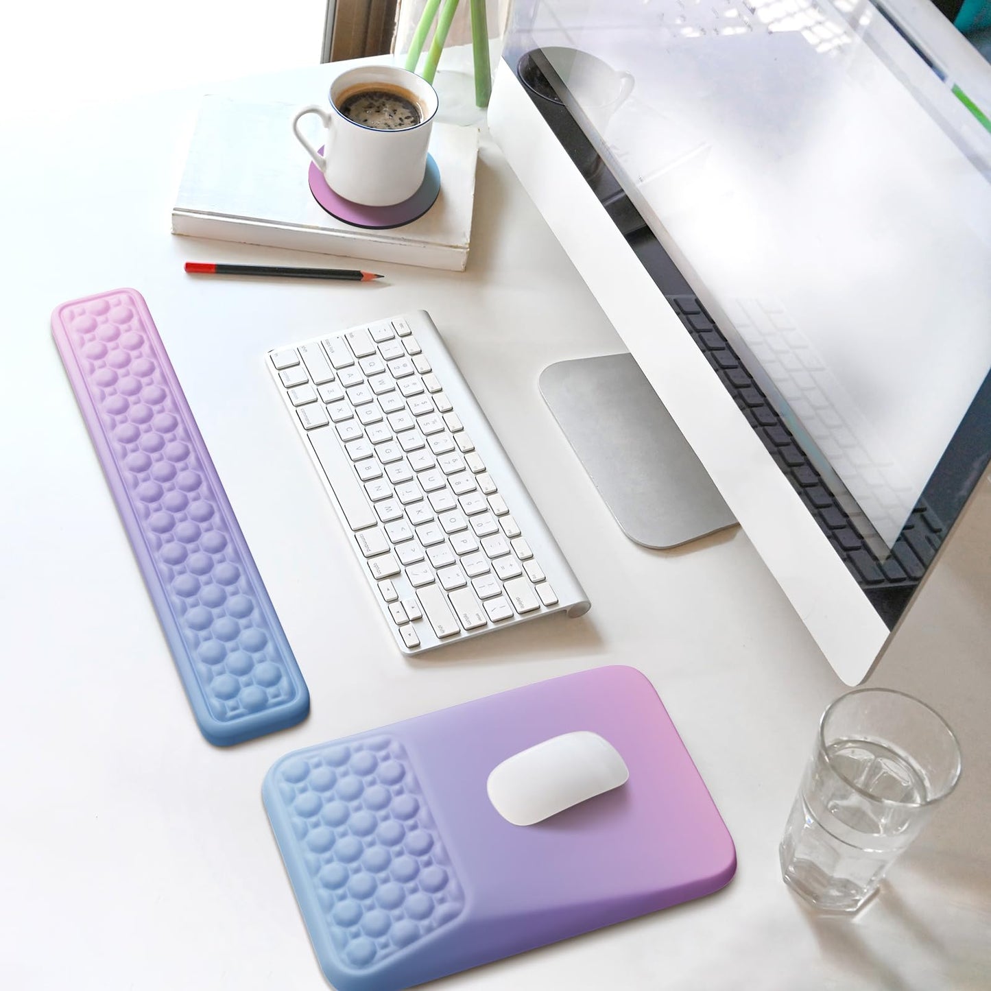 Ospelelf Keyboard Wrist Rest Pad for Computer, Ergonomic Large Mouse Pad with Wrist Support, Office