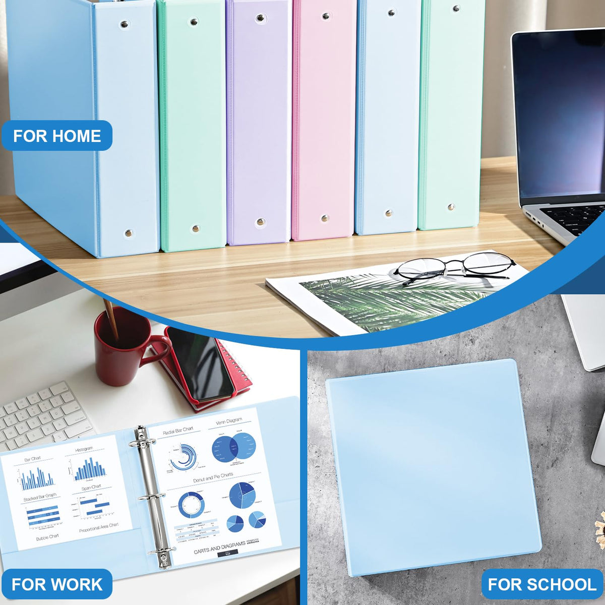 2'' 3-Ring-Binder with Pockets, 450 Sheets Capacity, 2 inch Binders fits 11" x 8.5" US Letter Size