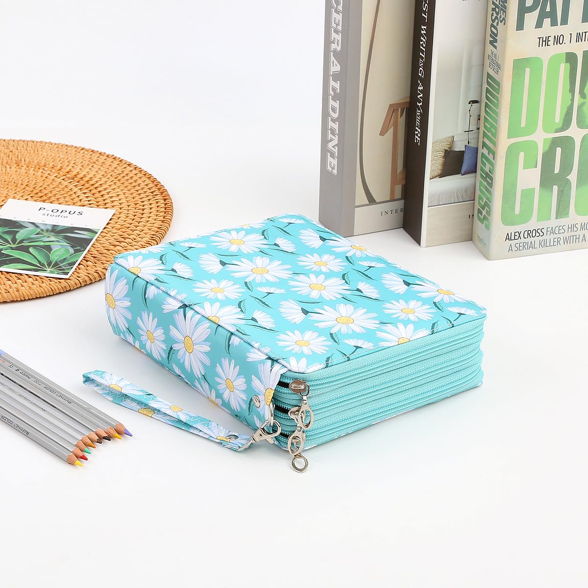 Lbxgap 124 Slots Pencil Case Organizer w/Removal Handle Strap