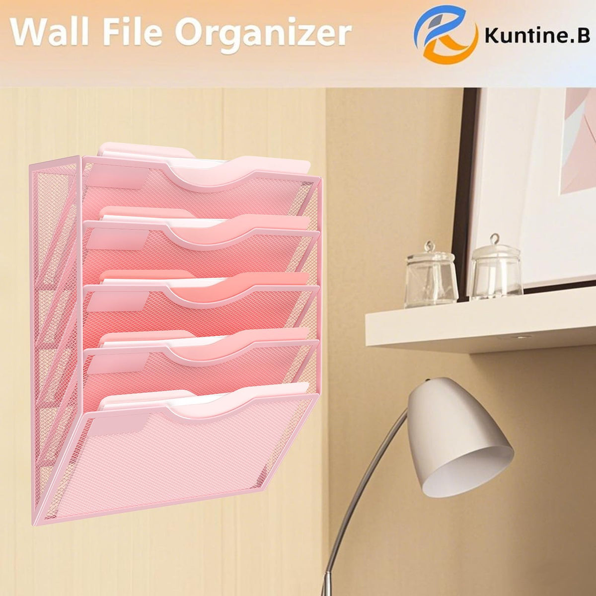 Kuntine.B Wall File Organizer Office Hanging Magazine Holder Wall File Organizer for Office Home