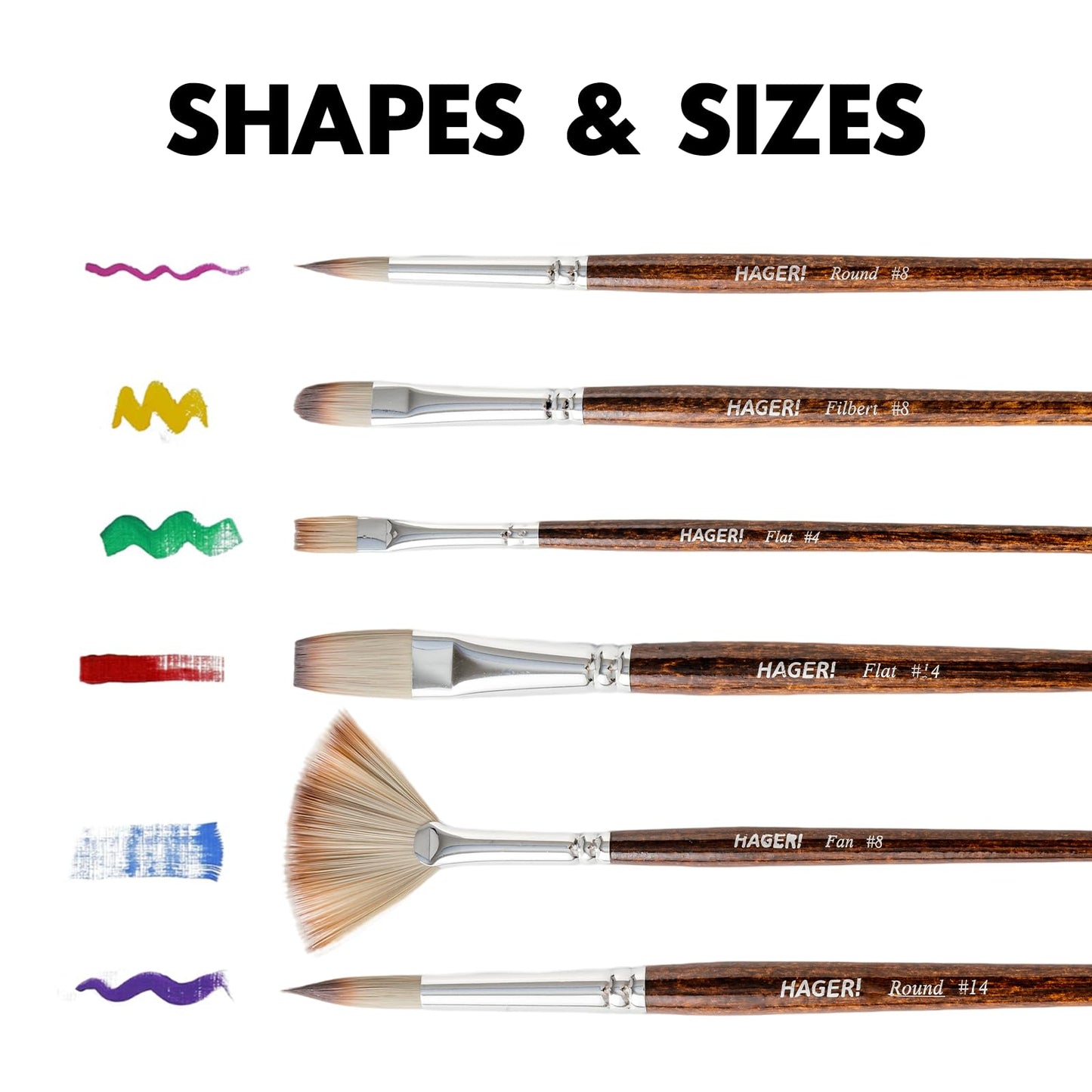HAGERI Paint Brushes, 25 Pieces Expert Synthetic Nylon Bristles Paint Brush Set with Suede Leather