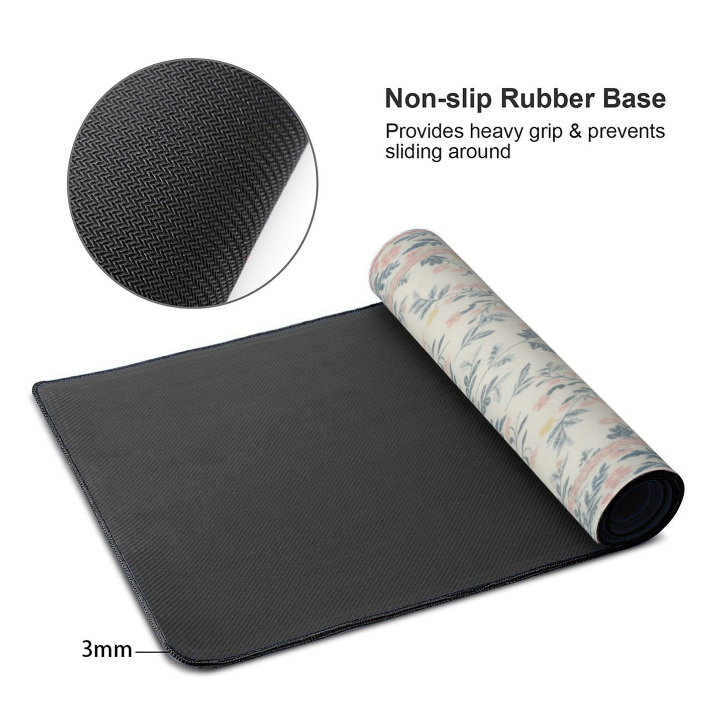 XXL Large Floral Mouse Pad - Pink Flower Desk Mat with Stitched Edges & Anti-Slip Base, Cute
