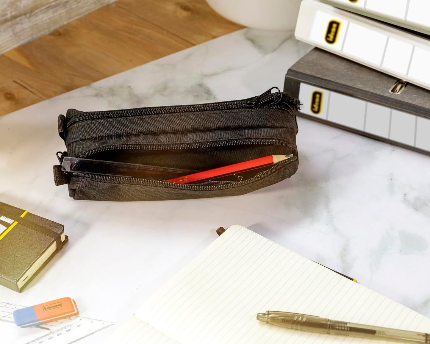 Idena 20122 – Pencil Case with 2 Zipped Compartments, Pencil Case Approx. 9 x 23 x 7.5 cm in Black