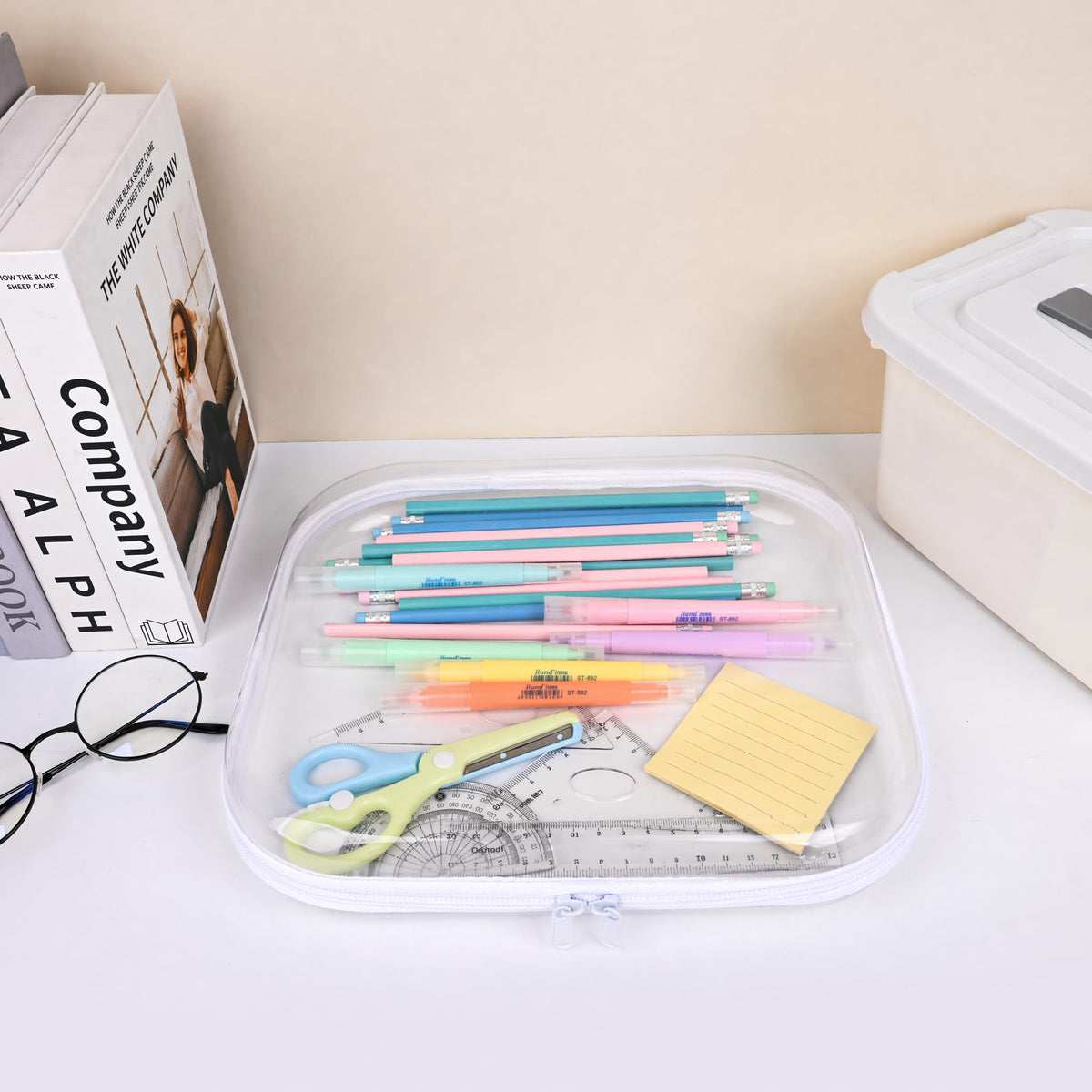Clear Hard Shell Zipper Case,3PCS Transparent Clear Zipper Pouches,Hard Side Plastic Case