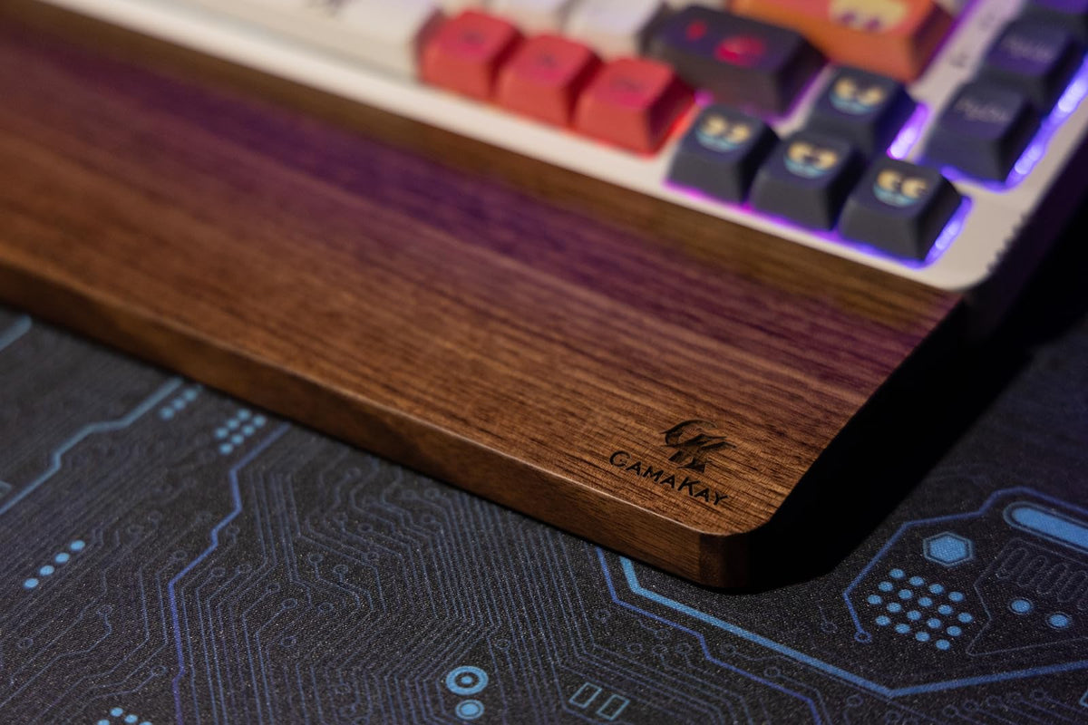 GamaKay Wooden Wrist Rest Pad, 17.32'' Compact Walnut Wood Hand Wrist Rest