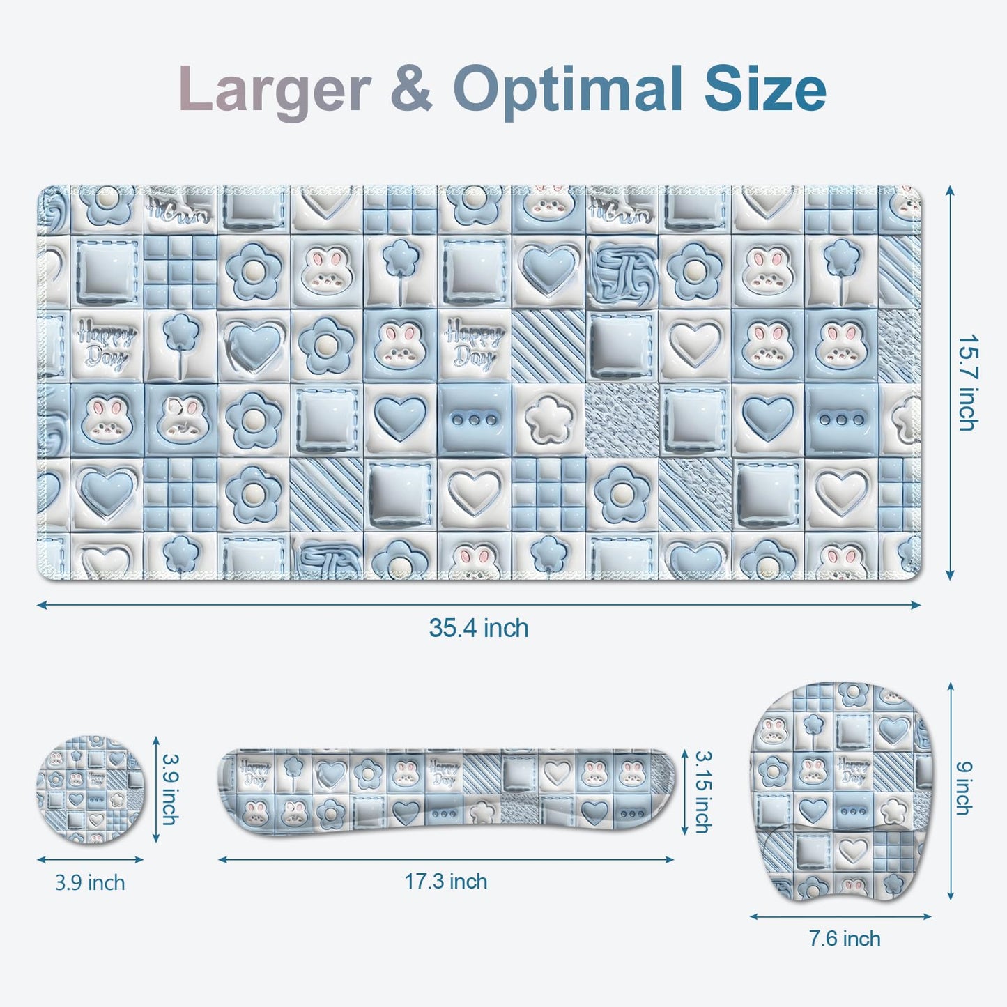4 in 1 Large Mouse Pad, Keyboard Wrist Rest Set, Ergonomic Mouse Pad with Wrist Support, Desk Mat
