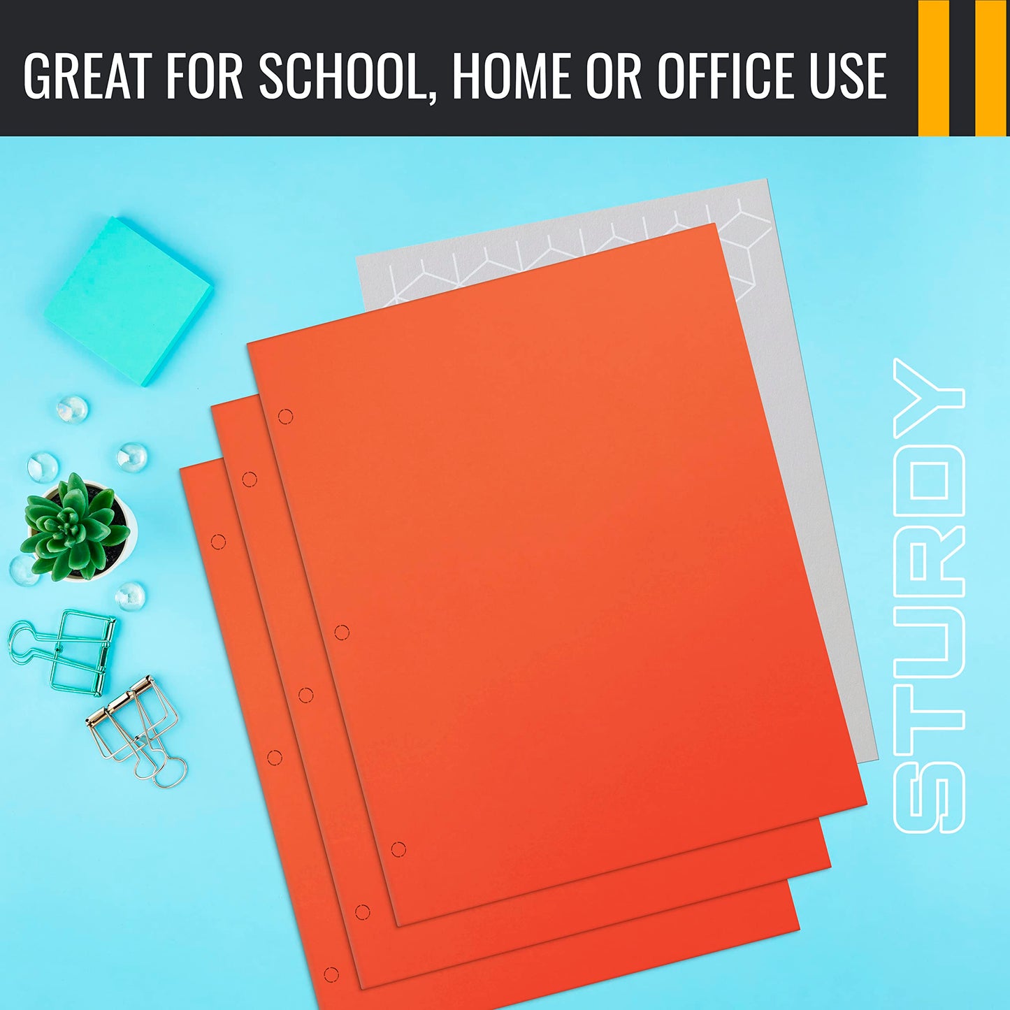 Better Office Products Two Pocket Portfolio Folders, 50-Pack, Orange, Letter Size Paper Folders, 50