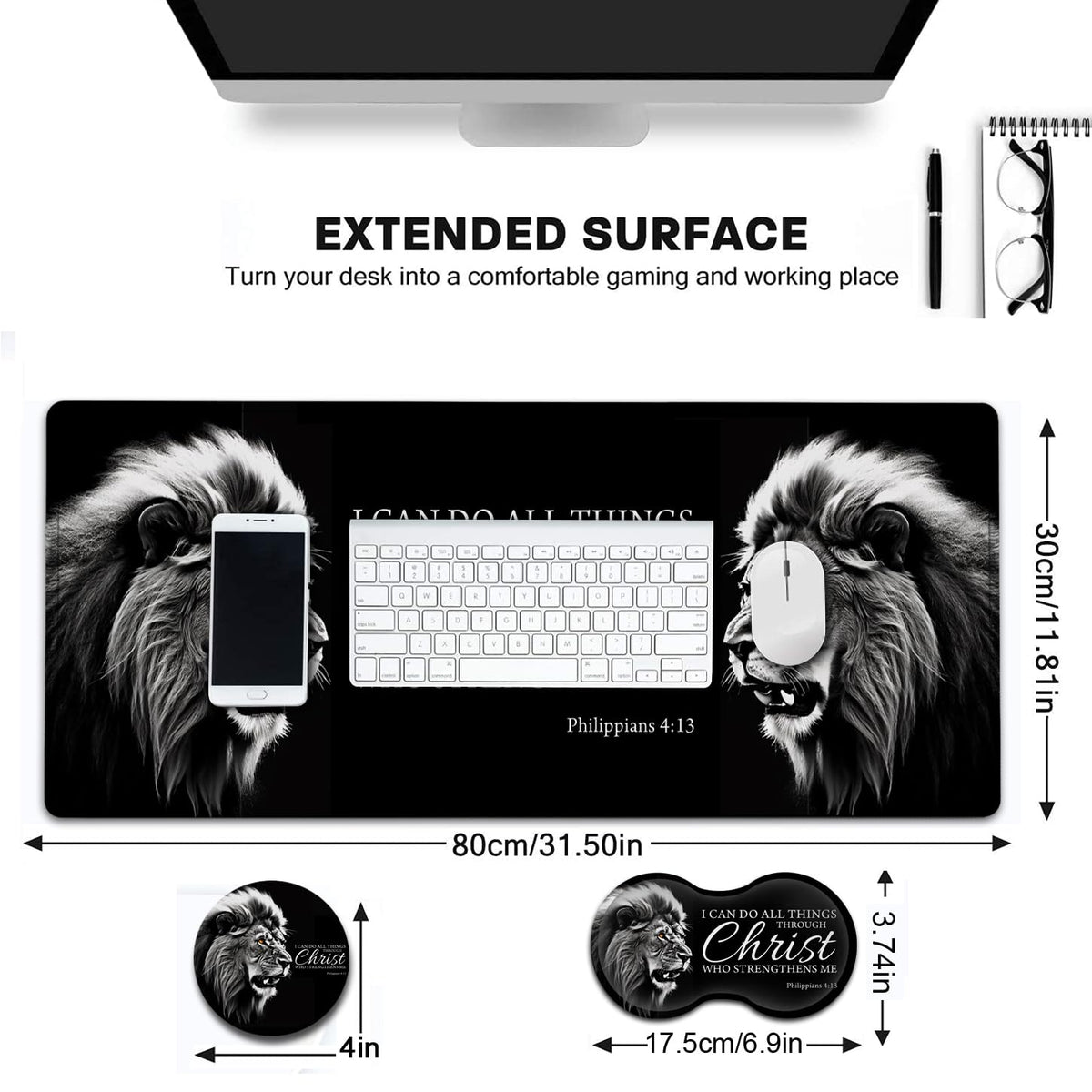 Large Gaming Mouse Pad,31.5x11.8in Extended Computer Mouse Mat with Non-Slip PU Base, Ergonomic