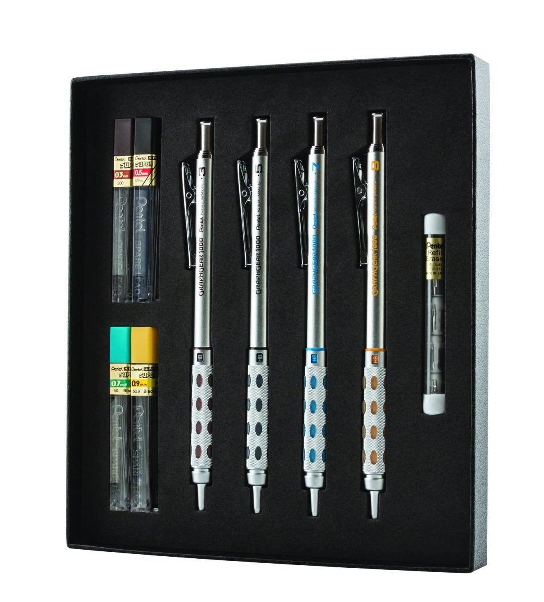 Pentel Arts GraphGear 1000 Mechanical Pencil Premium Gift Set with Refill Leads & Erasers