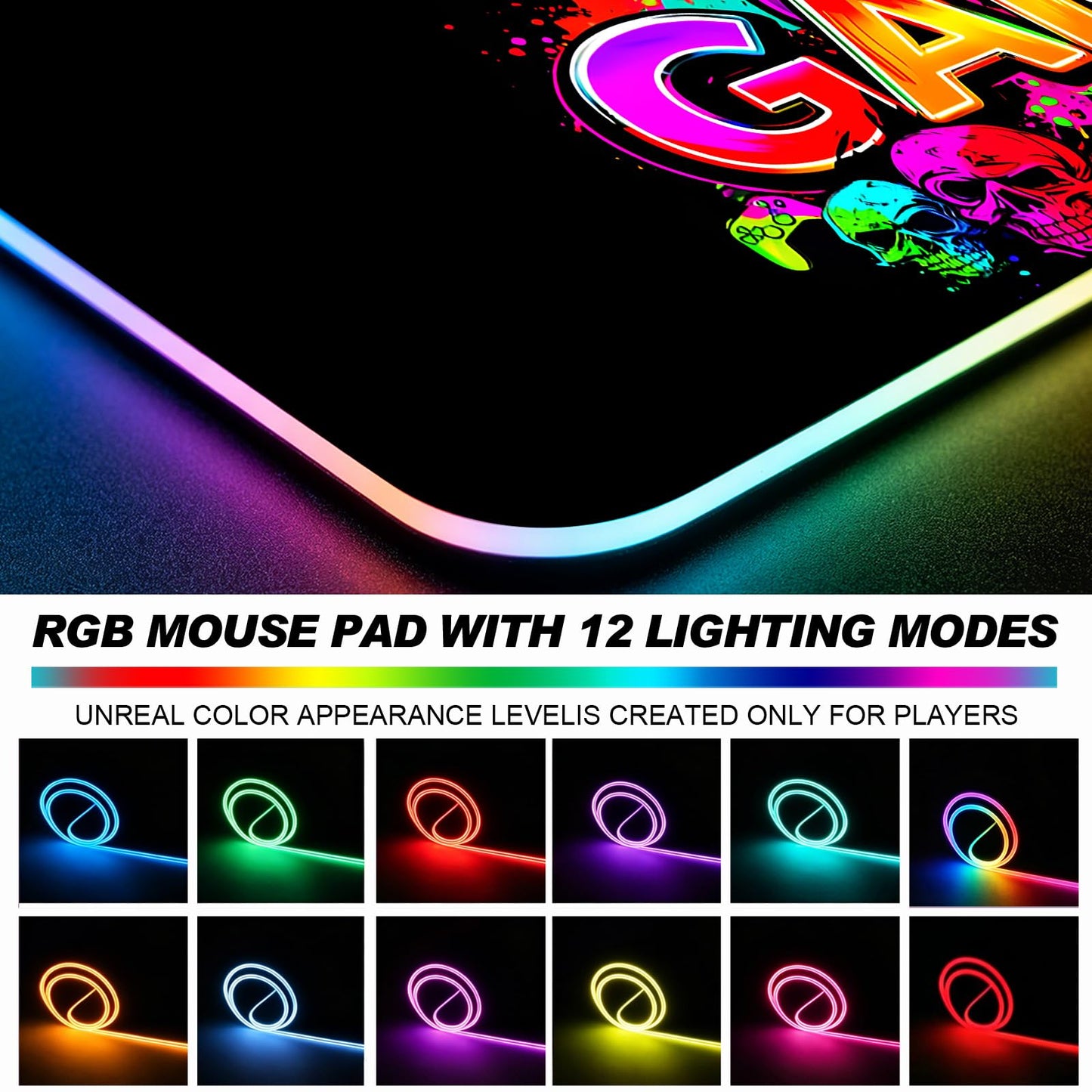 JIANG100 RGB Black Gaming Desk Mat, XL Mouse Pad for Gamer