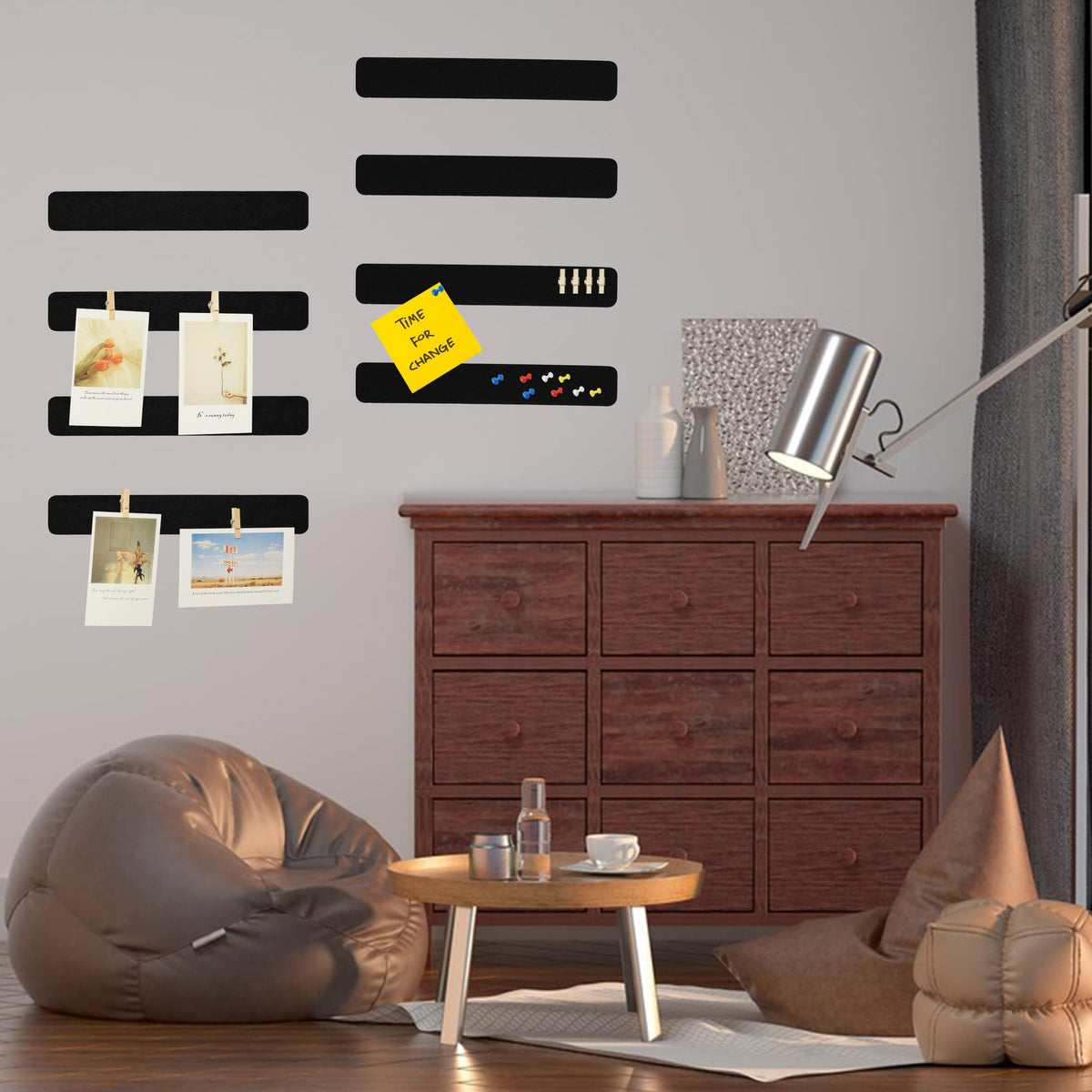YOUDEFUL 8Pcs Bulletin Board Strip, Felt Cork Board with 50 Pushpins