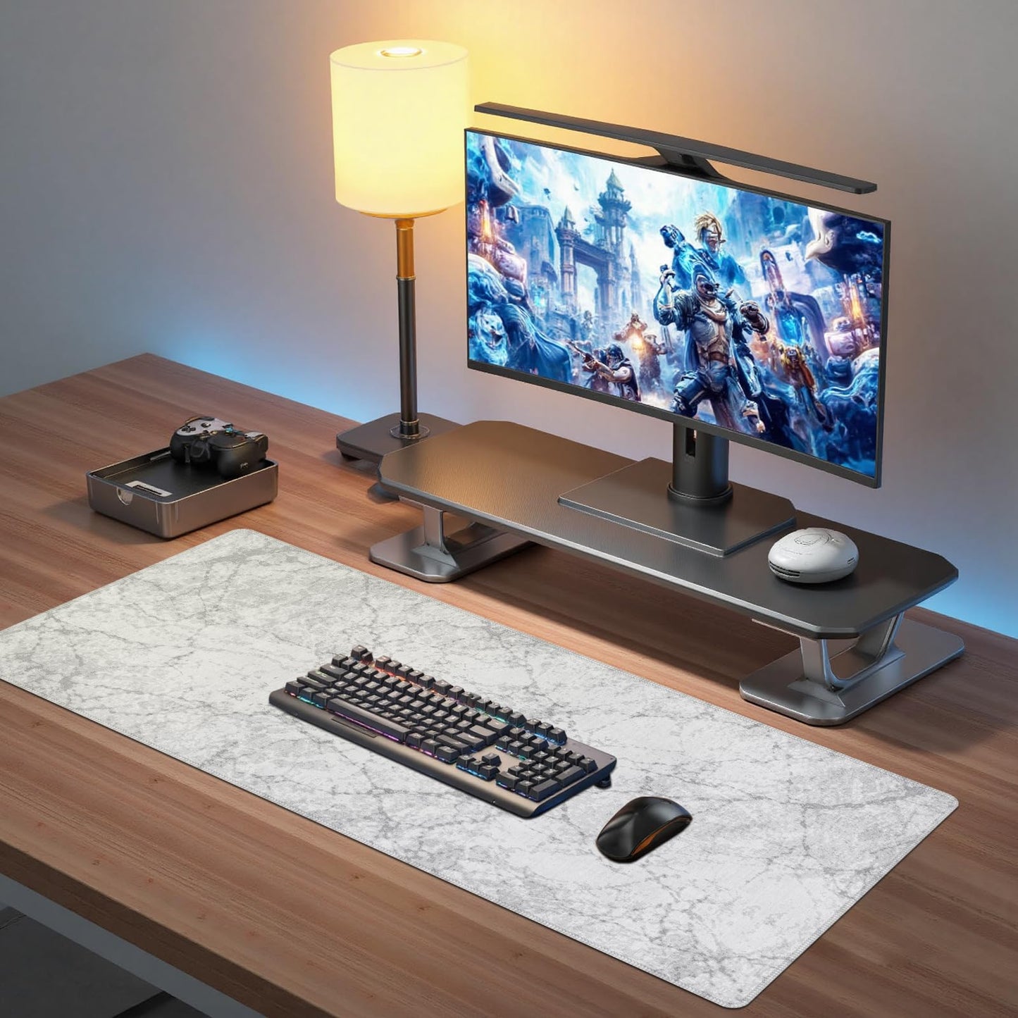 Baziabbo Desk Mat,XXL Extended Large Mouse Pad,Gaming Mousepad with Stitched Edge,Non-Slip Rubber