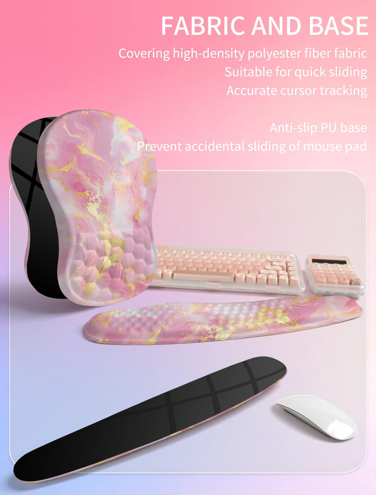 Hokafenle 2in1 Combination, Wave Keyboard Wrist Rest and Ergonomic Curvature Mouse Pad Wrist