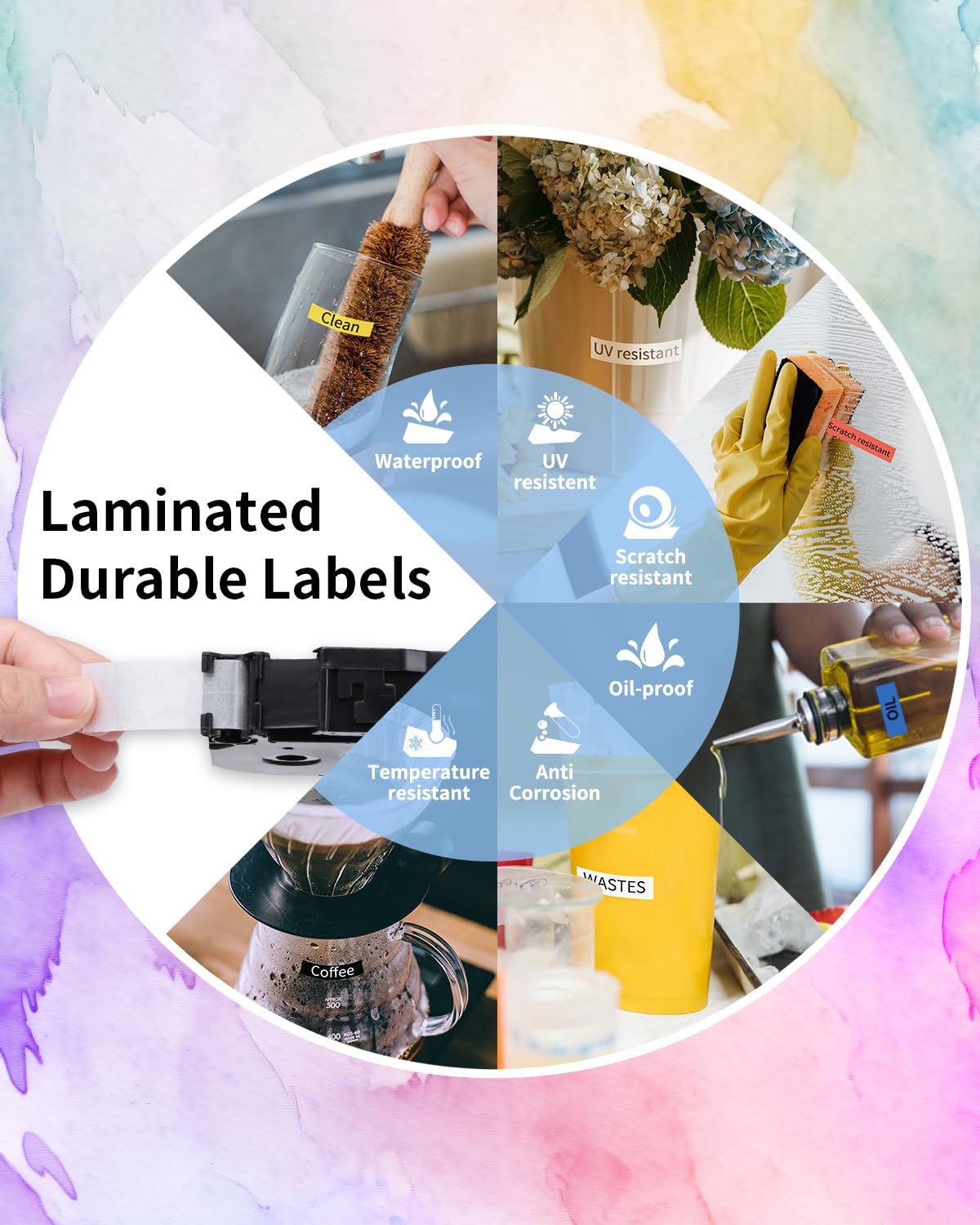 P Touch Label Maker Tape 12mm 0.47 in Laminated White/Black/Red/Blue/Yellow