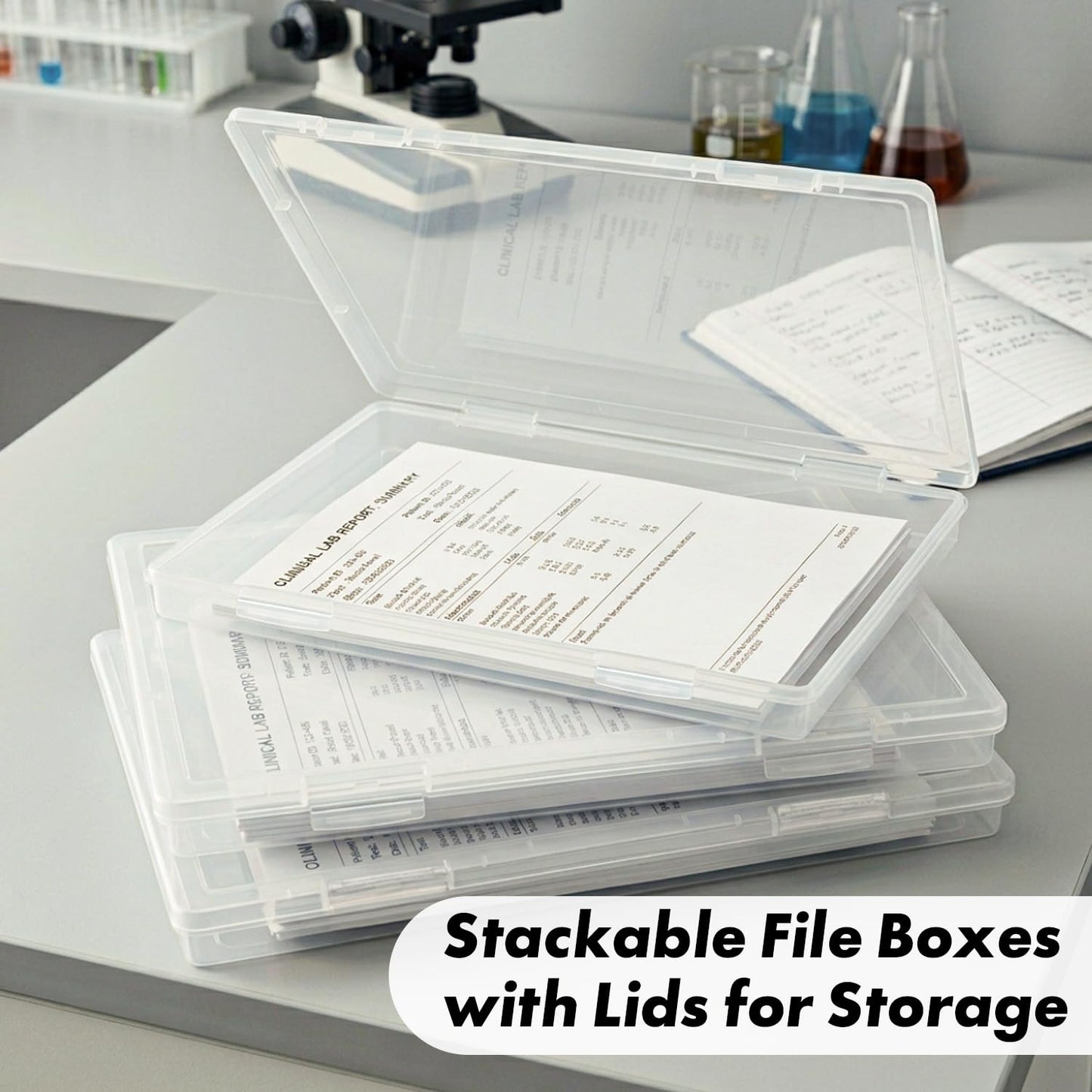 DUOFIRE 3 Pack Plastic File Box Document Organizer for US Letter Paper