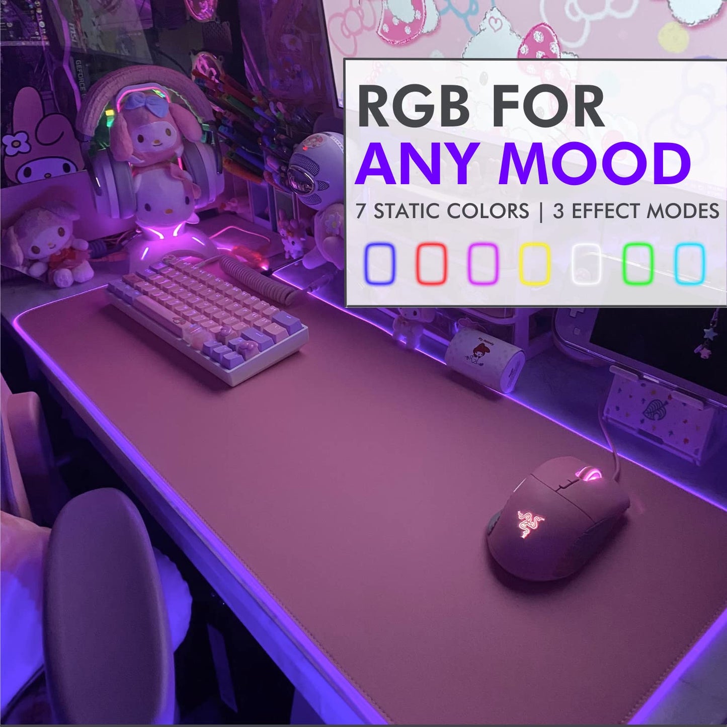 Tilted Nation Pink Mouse Pad | RGB Gaming Mouse Pad Pink (Create Your Dream Setup) Large LED