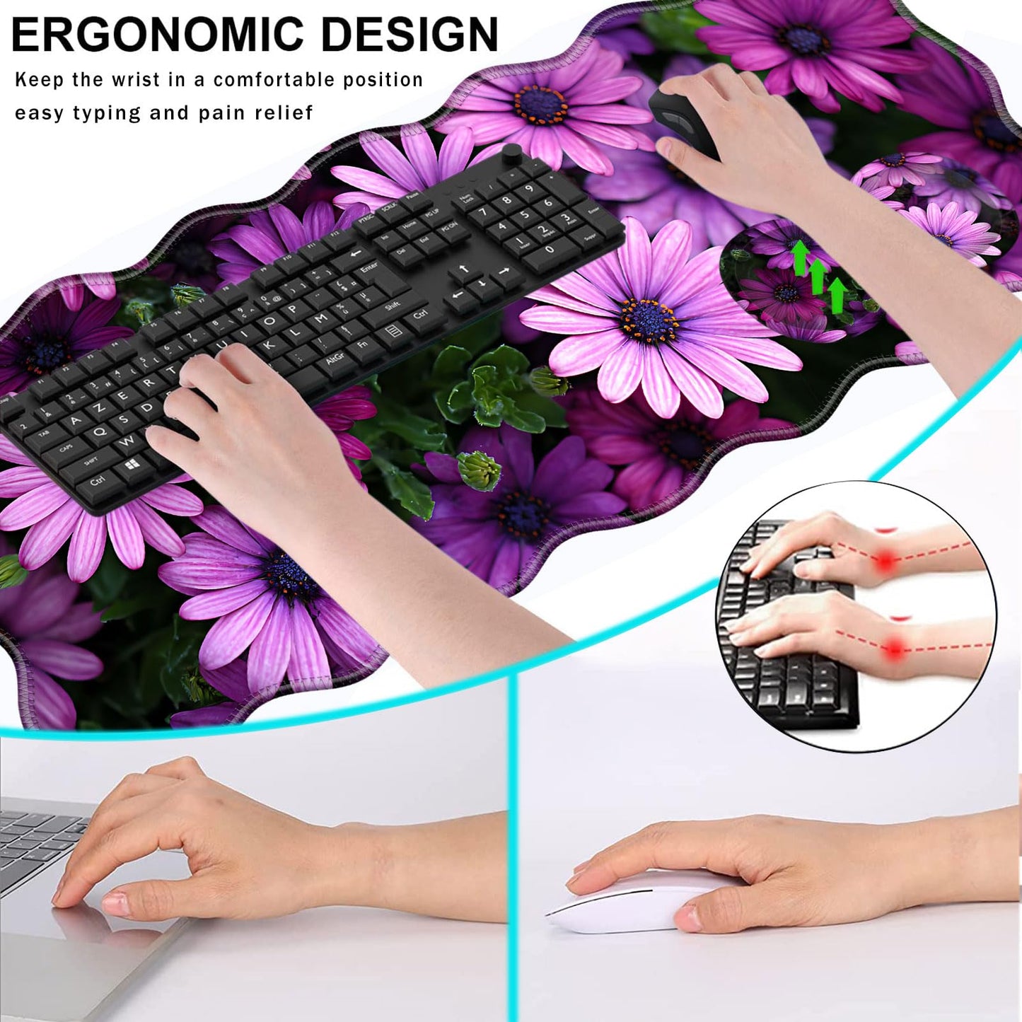 CICPLKSE Mouse Pad with Wrist Support + Desk Mat + Coaster 3 in 1 Set, XL Large Gaming Mousepad