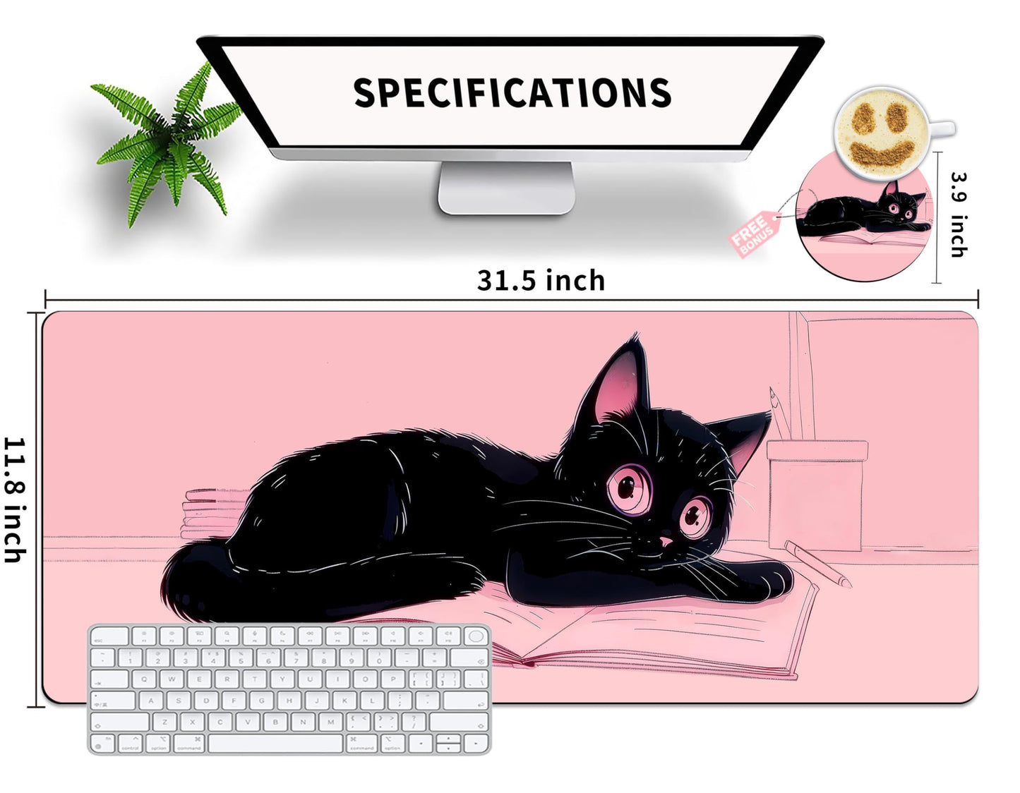 Extended Mouse Pad with Coaster 31.5 x 11.8 Desk Pad Full Desk Mousepad Stitched Edges Desk Mat