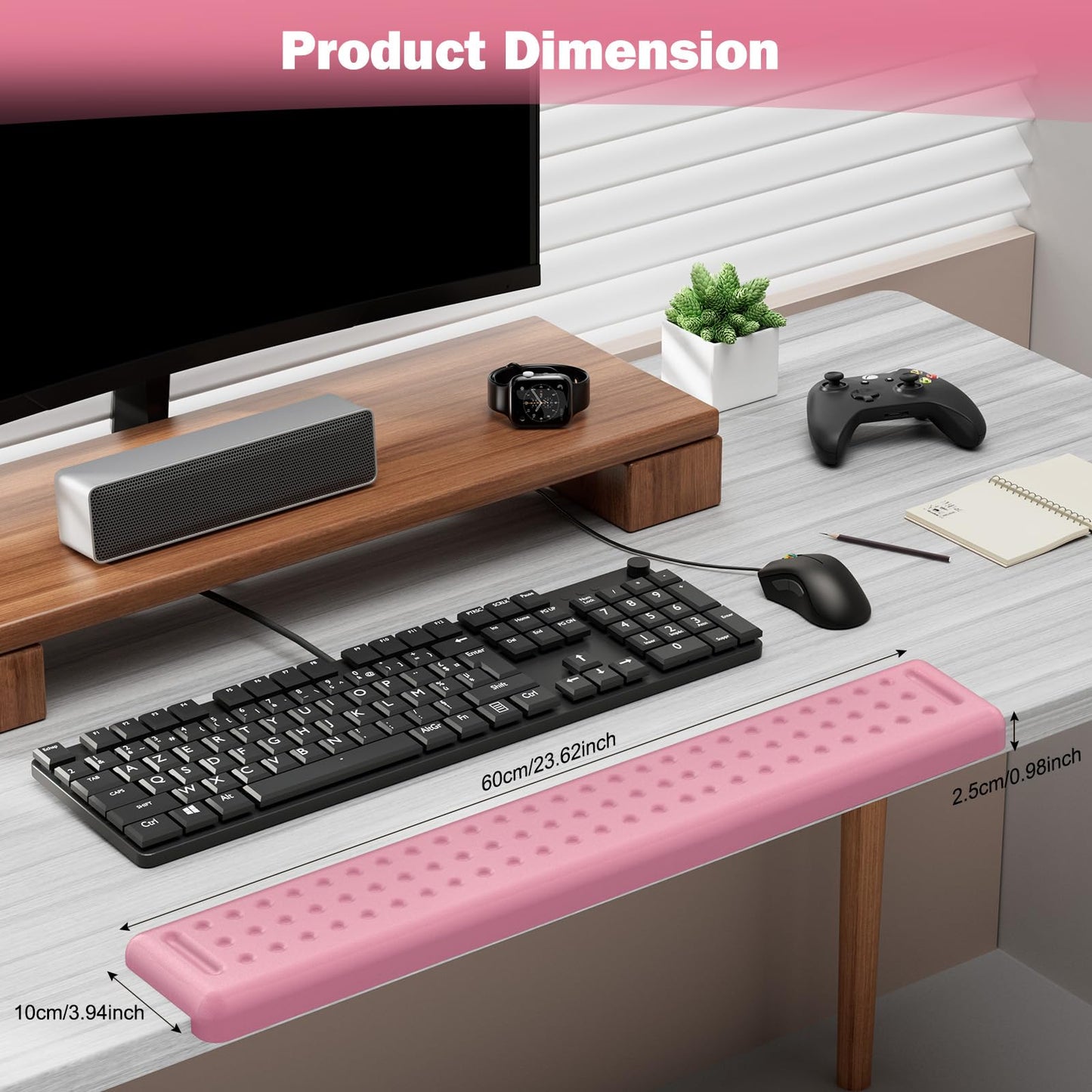Leolee L-Shaped Desk Long Wrist Rest Elbow 60CM, Light Pink Arm Rest Desk