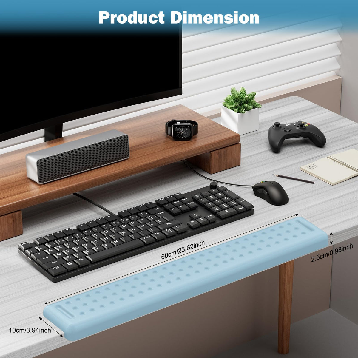 Leolee L-Shaped Desk Long Wrist Rest Elbow 60CM, Light Blue Arm Rest Desk
