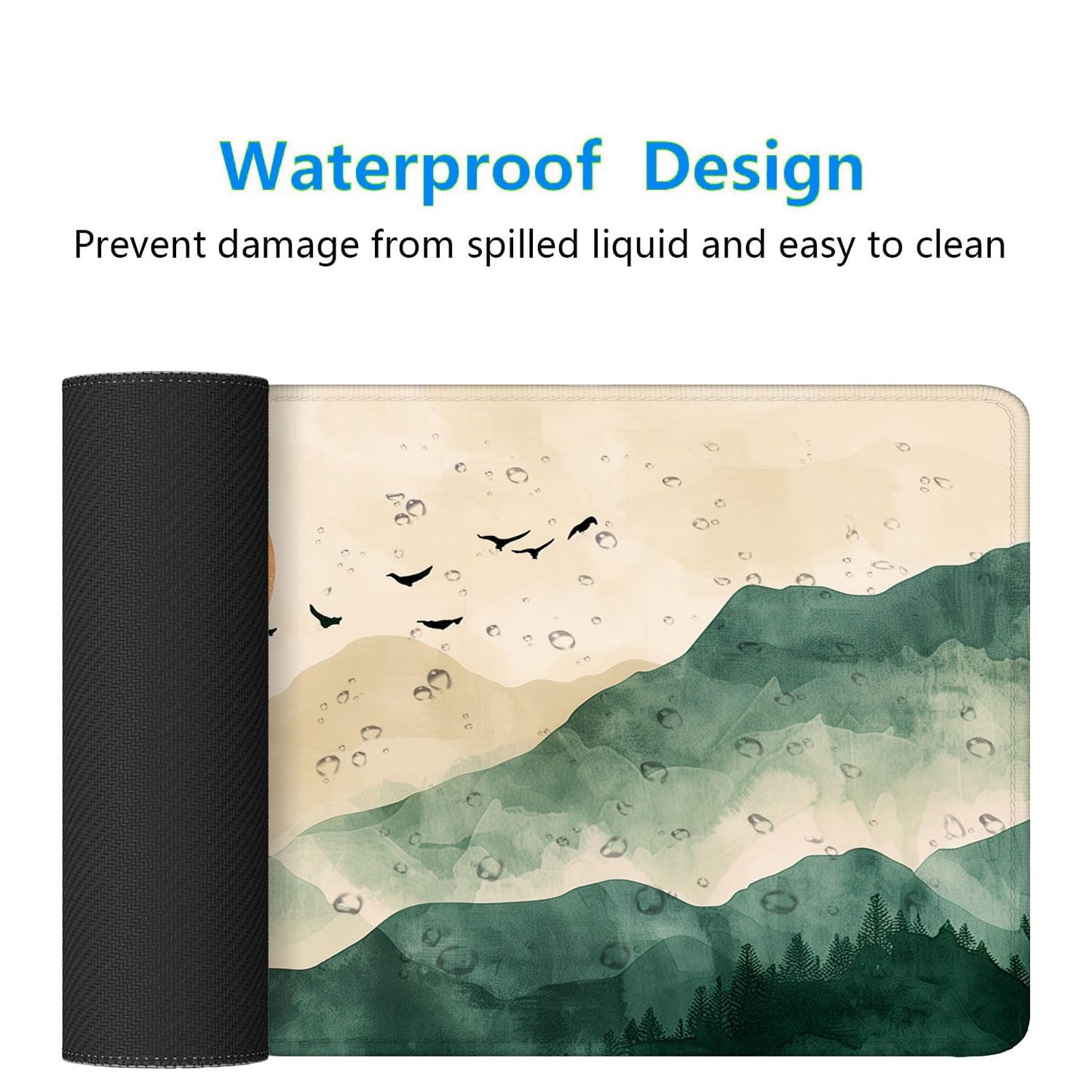 Mountains Desk Pad Mouse Pad Green Yellow Forest Landscape Mousepad XL Large Gaming Mouse Pad