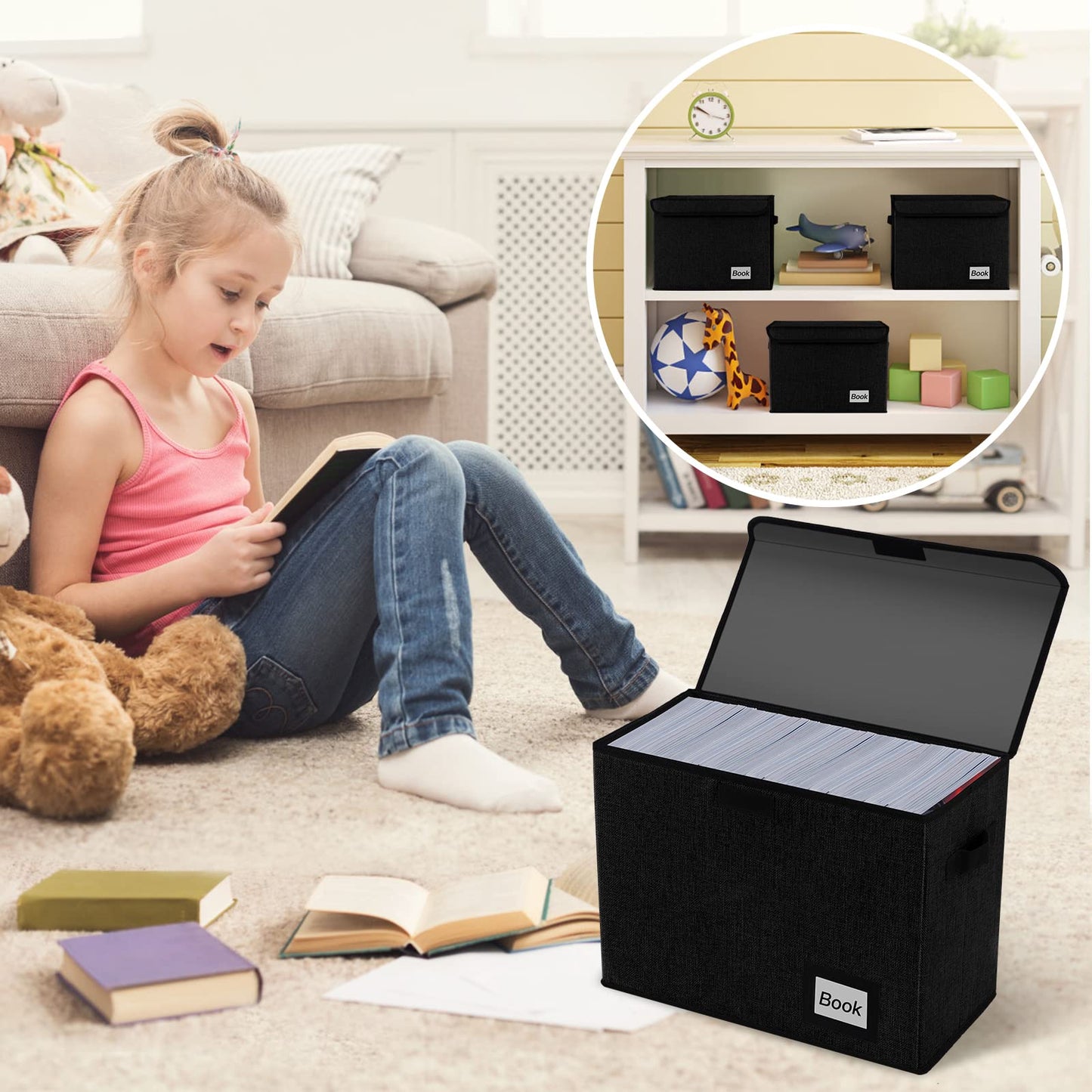YNSZAS 5 Pack Comic Book Storage Boxes, 15.8" X 7.8" X 11.8", Collapsible Comic Short Box, Holds