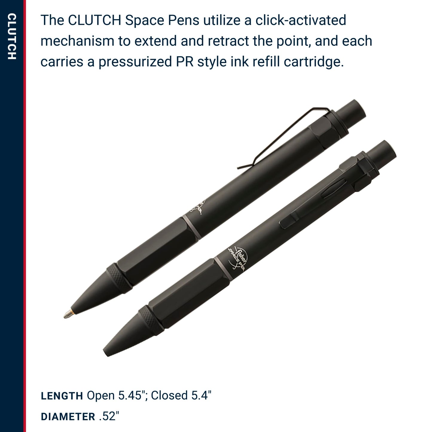 Fisher Space Pen Black Pressurized Ballpoint Clutch Pen, Gift Box