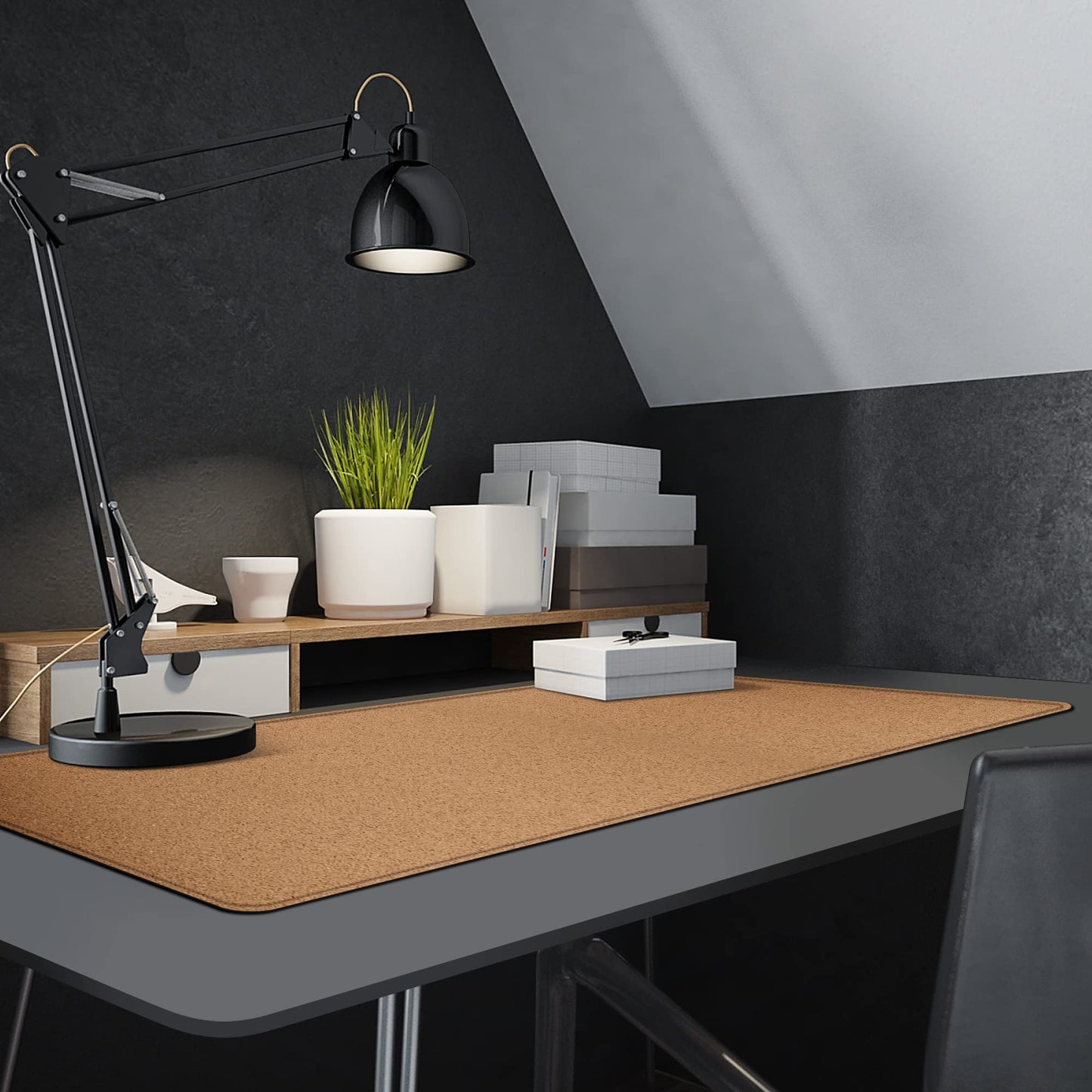 MAIDERN 47.2" x 15.7" Cork & Leather Desk Pad, Large XXL Mat, Full Mouse Pad, Dual Sided Protector