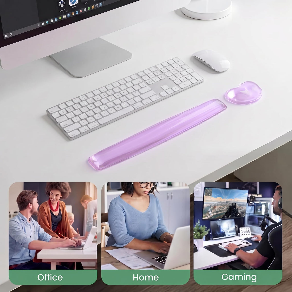 Gel Keyboard & Mouse Wrist Rest Set - Keyboard Wrist Rest Pad & Mouse Support for Office Gaming Pad