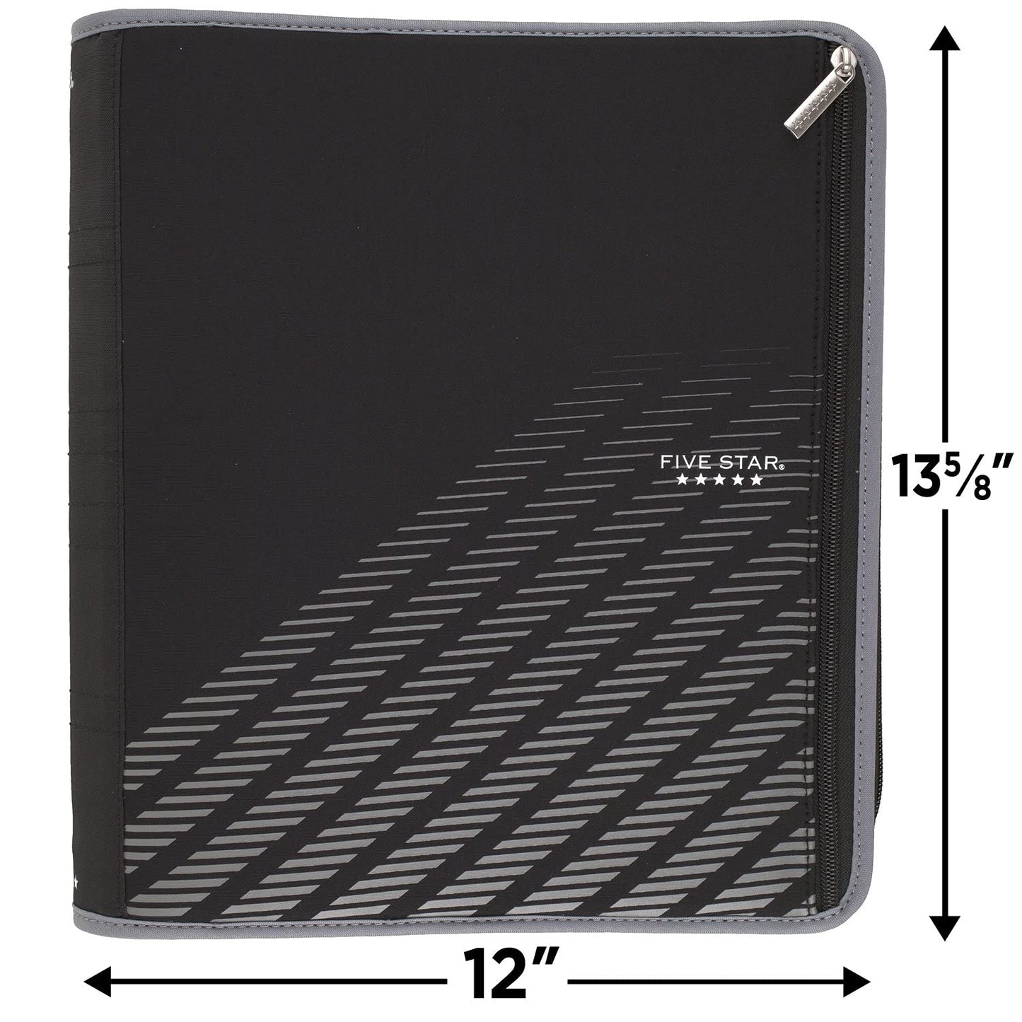 Five Star Zipper Binder, 2 Inch 3 Ring Binder, Xpanz, Gray Lines (29040Hx9)