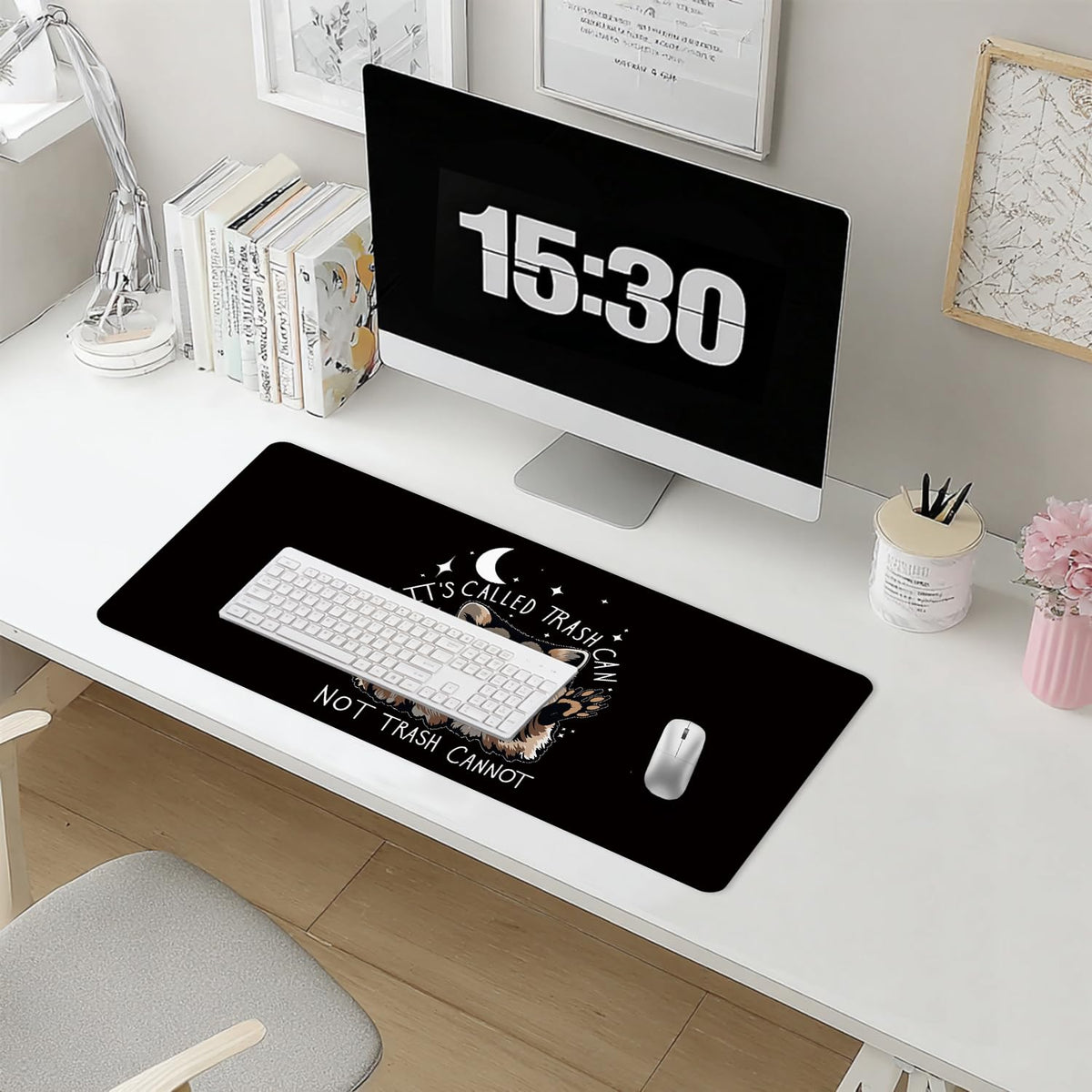 Foritho Funny Raccoon Large Mouse Pad 31.5x15.7inch, It's Called Trash Can Not Trash Cannot Funny