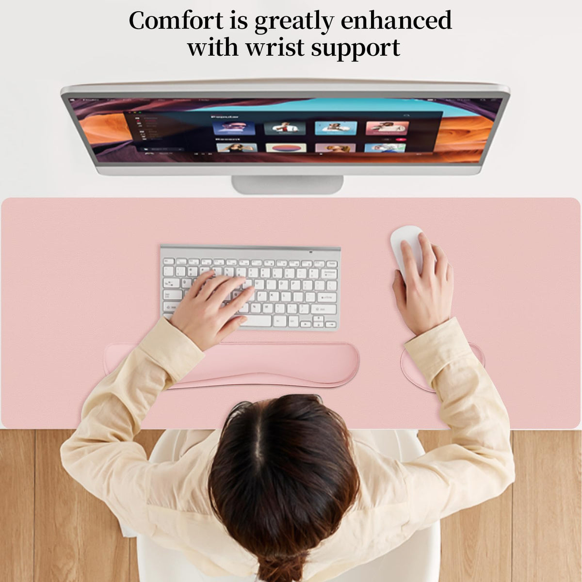 Meetcolor Desk Mat Set,3-in-1 Mouse Pad with Wrist Rest and Keyboard Pad