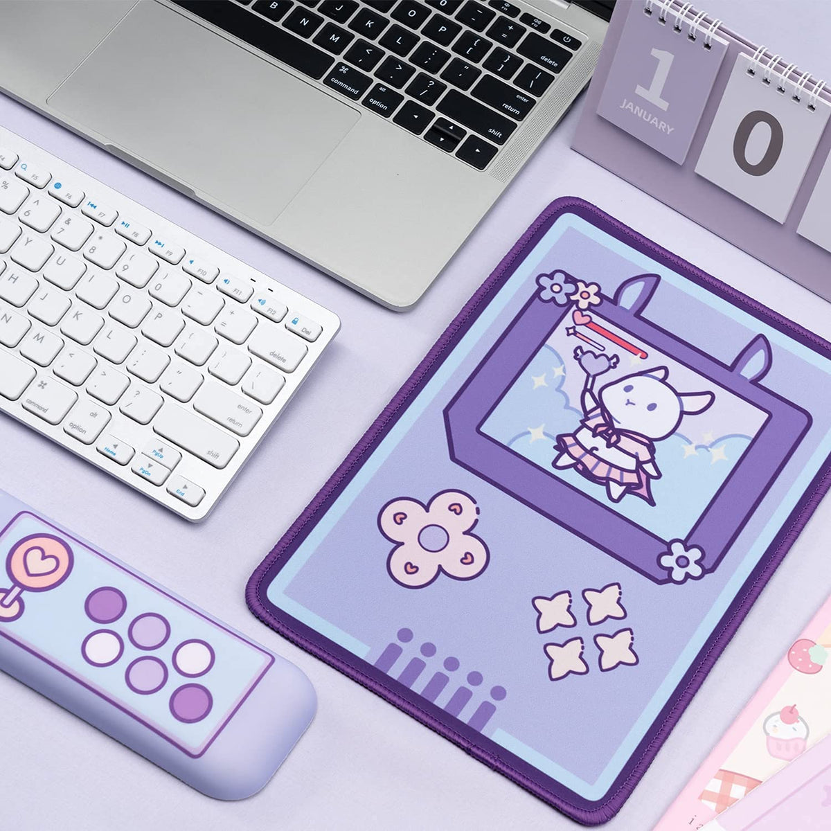 U Core Cute Rabbit Mouse Pad- 31.5'' x 17.3'' Large Non-Slip Rubber Base Desk Pad- Easy Clean