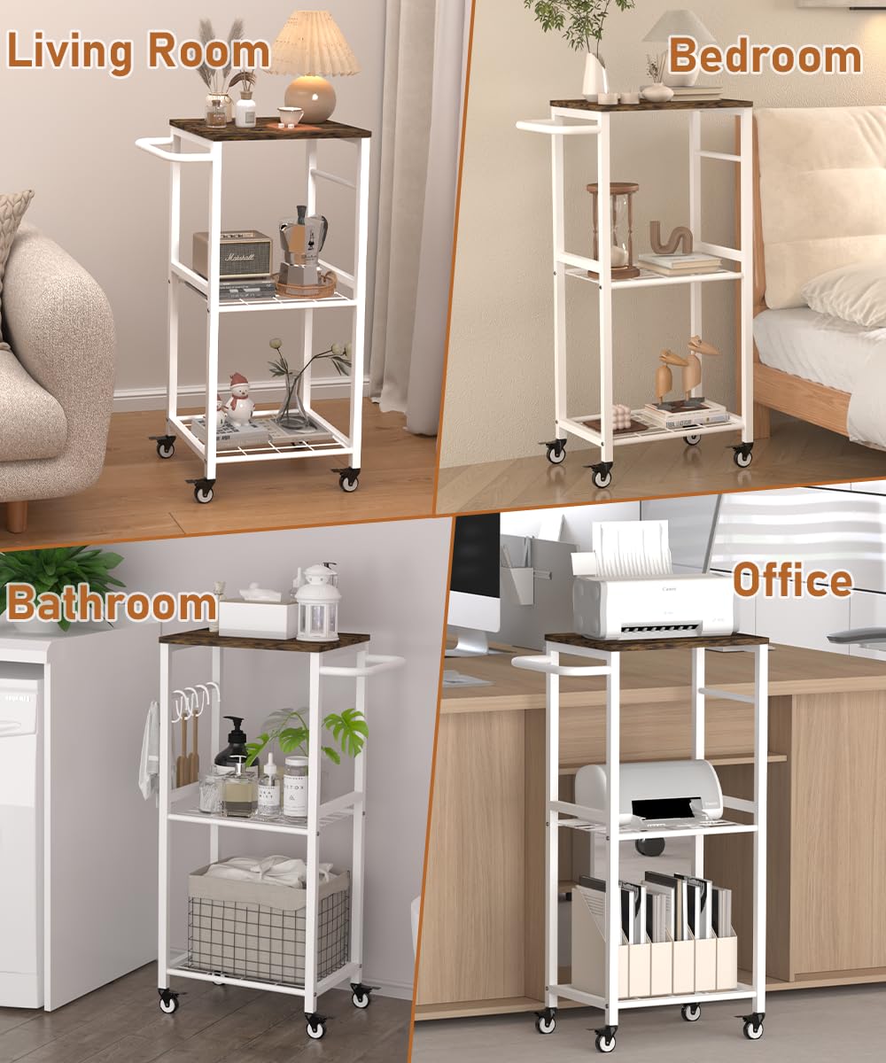 Sungaryard Kitchen Microwave Stand Cart with Storage Rack, White