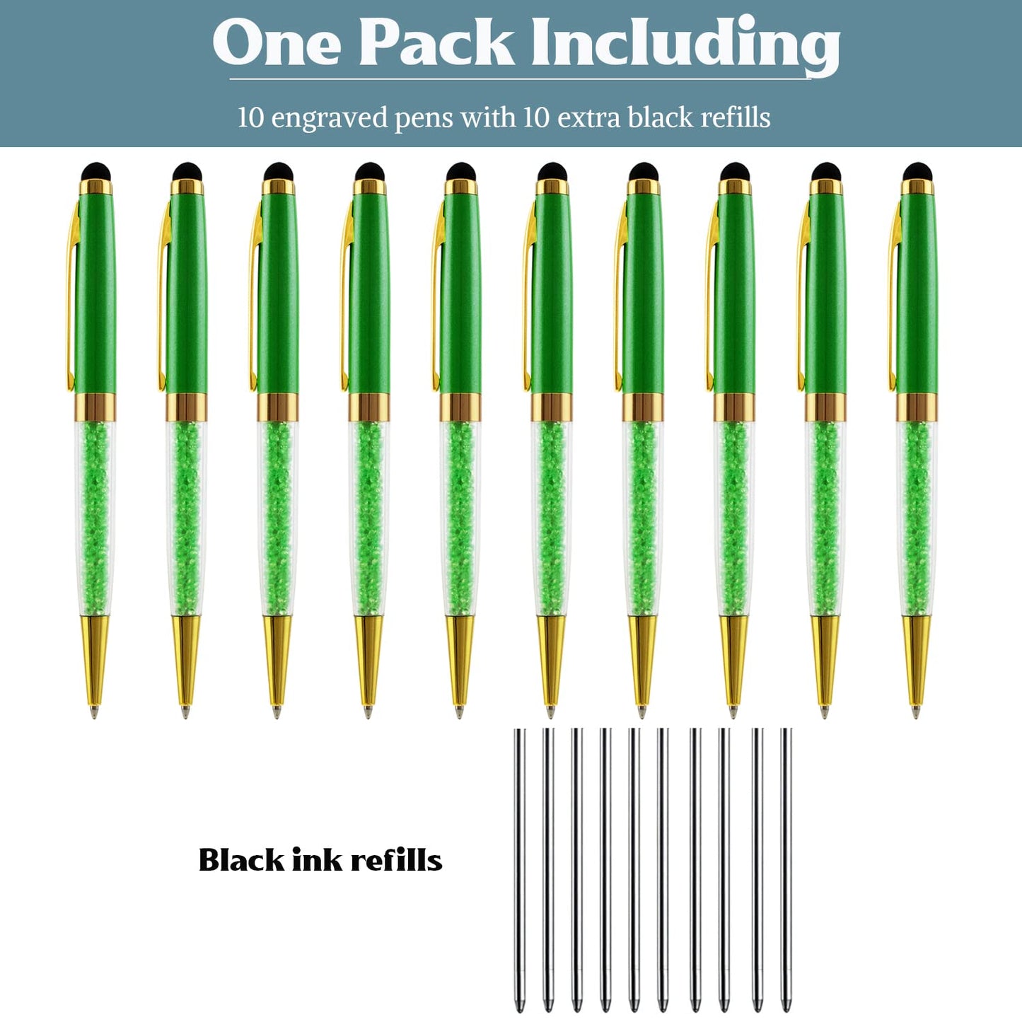 Ancolo Engraved Pens with Stylus Tip - with Your Name or message 10pcs/pack