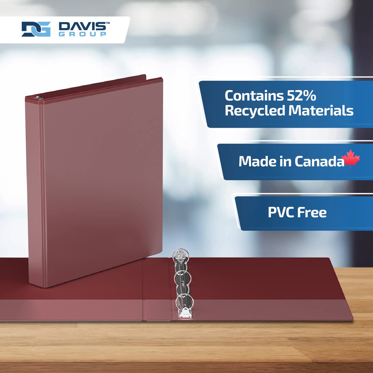 Easyview 3-Ring Binder, Clear-View Cover, 1" Round Rings, Burgundy, 6 Pack