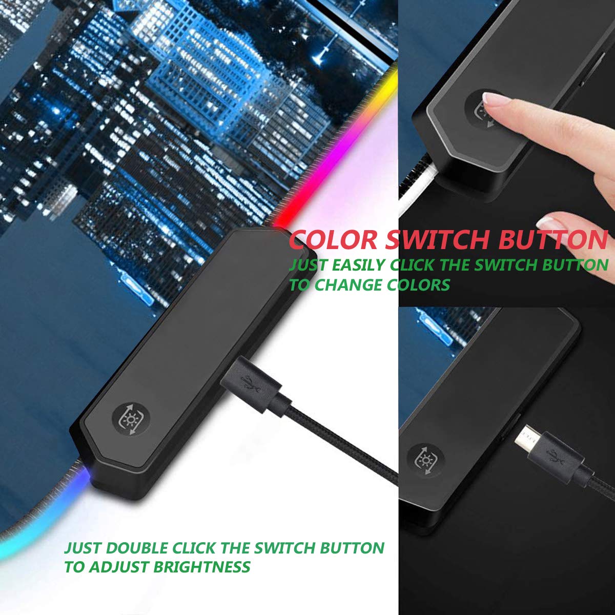 RGB Gaming Mouse Pad with Coffee Coaster, XXL Large Glowing LED Mousepad, Anti-Slip Rubber Base