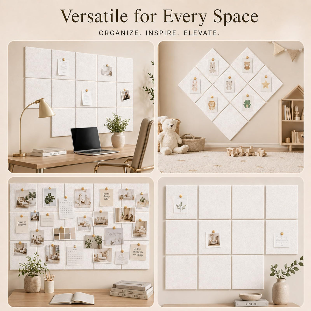 Baysola Felt Bulletin Board Tiles, Cork Board Alternative, 48 x 36 in