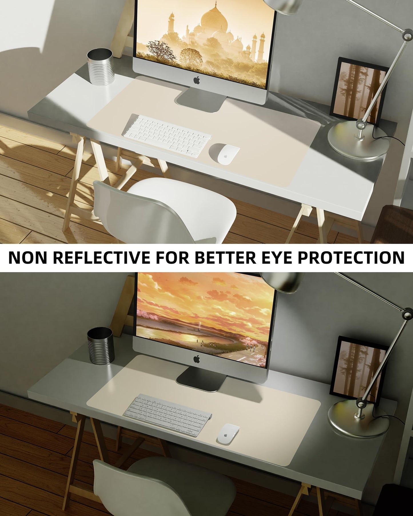 AFIING Leather Desk Pad Protector,Mouse Pad,Office Desk Mat, Non-Slip PU Leather Desk Blotter,Large