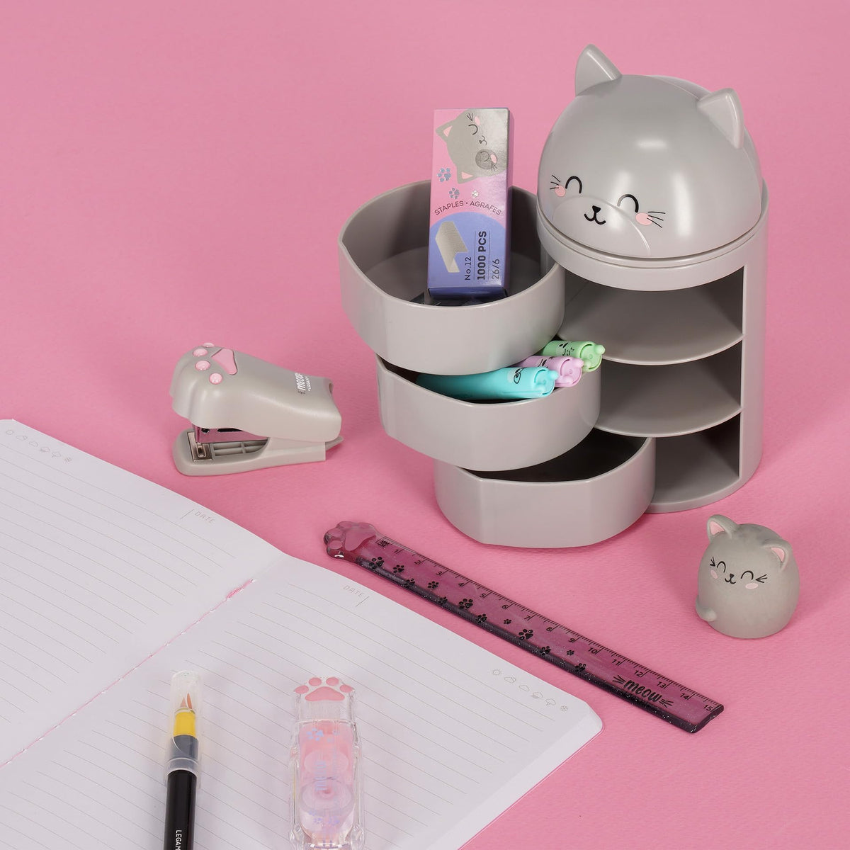 Legami - Desk Organiser, Desk Organiser with 3 Side Opening Drawers, Top Compartment with Sliding